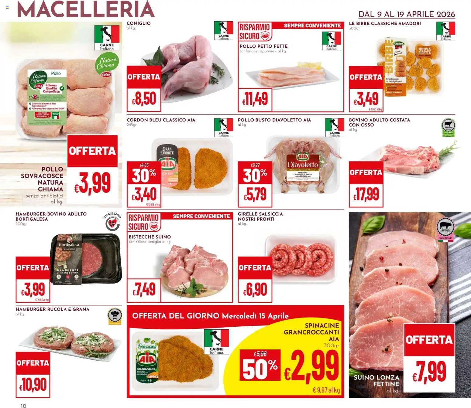 Volantino Pan del 09.04.2026 | Pagina: 10 | Prodotti: Pollo, Suino, Salsiccia, Hamburger