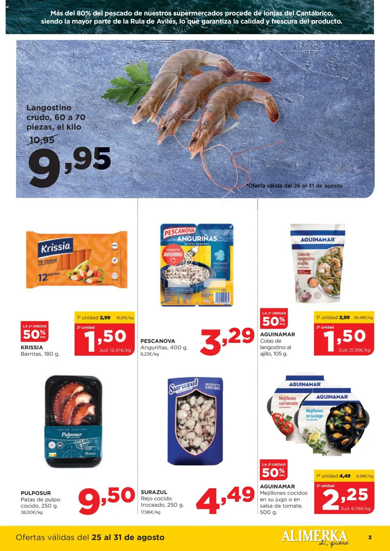 Alimerka folleto Asturias │ válido desde el 25.08.2025 | Página: 3 | Productos: Jugo, Pescado, Té, Langostino