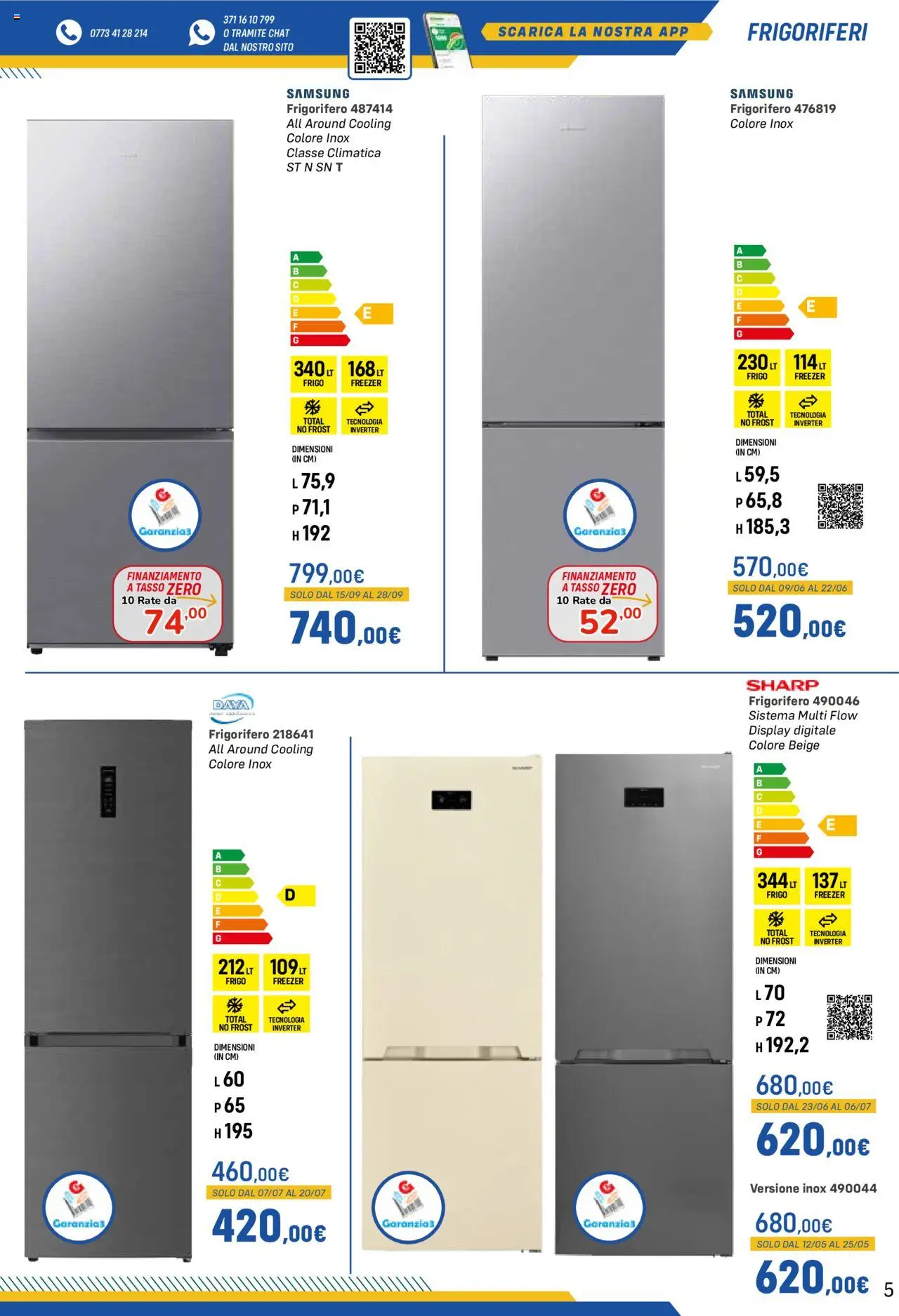 Volantino Orizzonte del 09.05.2025 | Pagina: 5 | Prodotti: Freezer, Frigorifero, Samsung