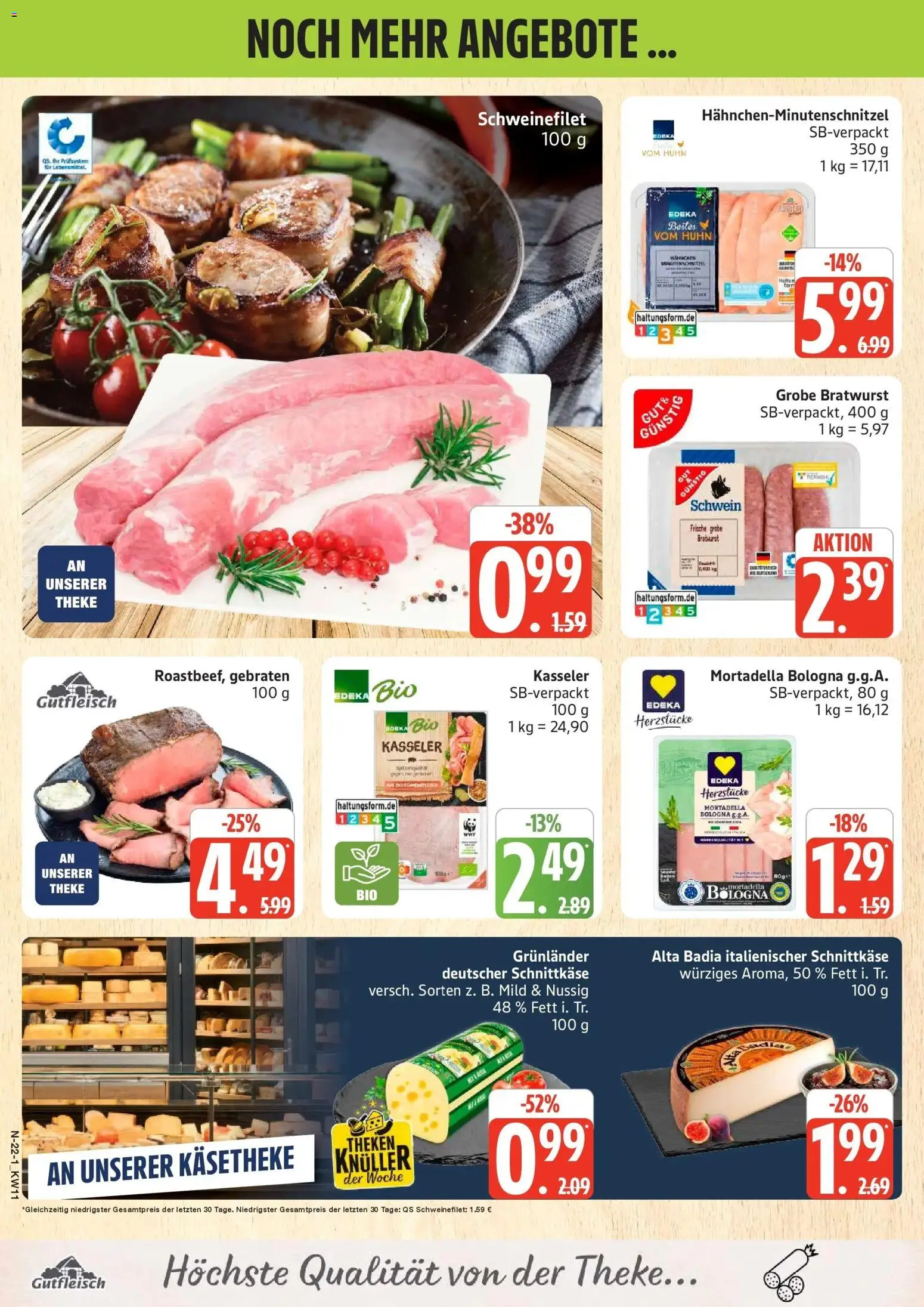 Marktkauf Prospekt Cuxhaven – gültig ab 09.03.2026 | Seite: 22 | Produkte: Hahnchen, Bratwurst, Schweinefilet, Grunlander