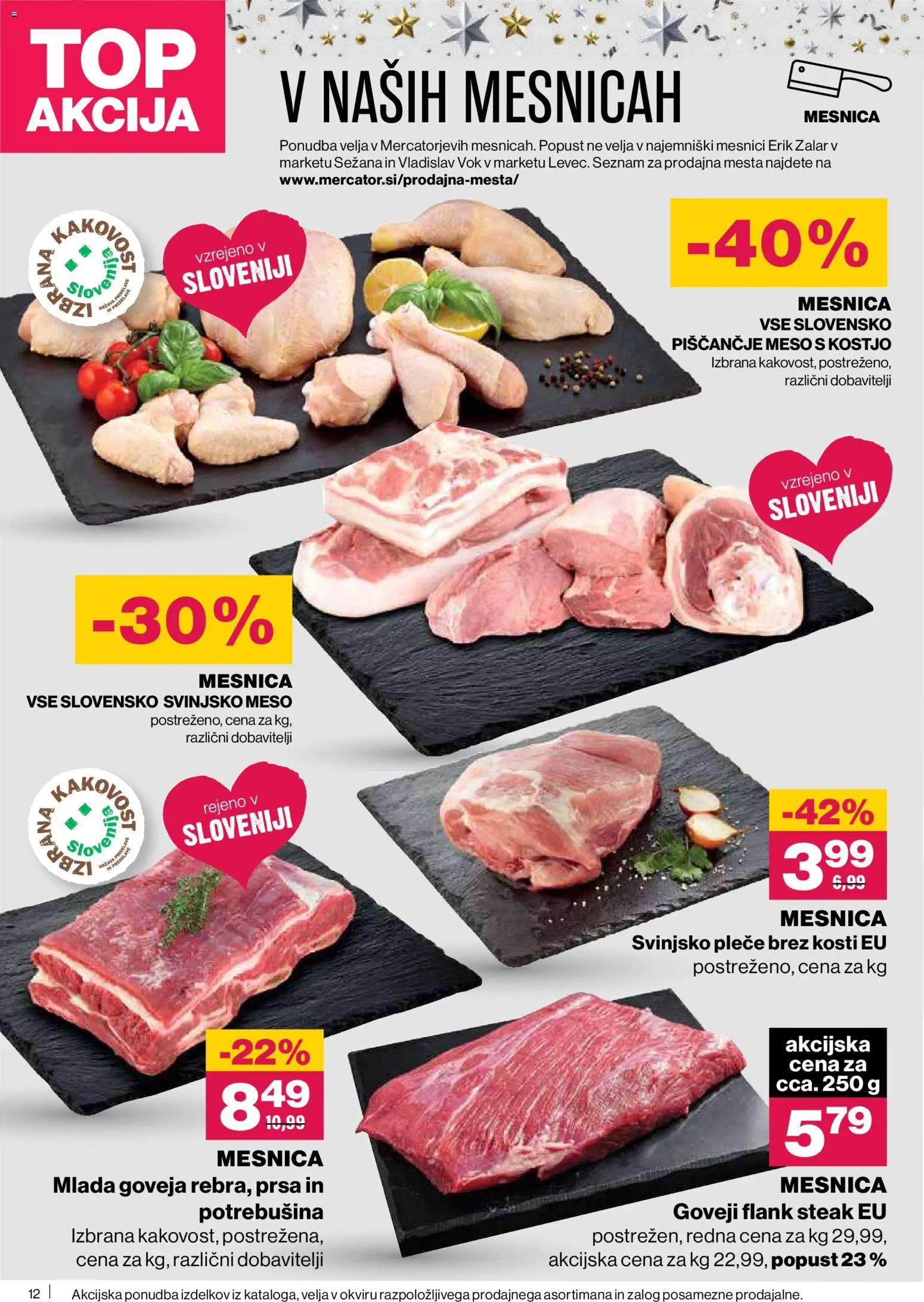 Novi Mercator katalog ponudbe – veljaven od 04.12.2025 | Stran: 12 | Izdelki: Piscancje meso, Svinjsko meso
