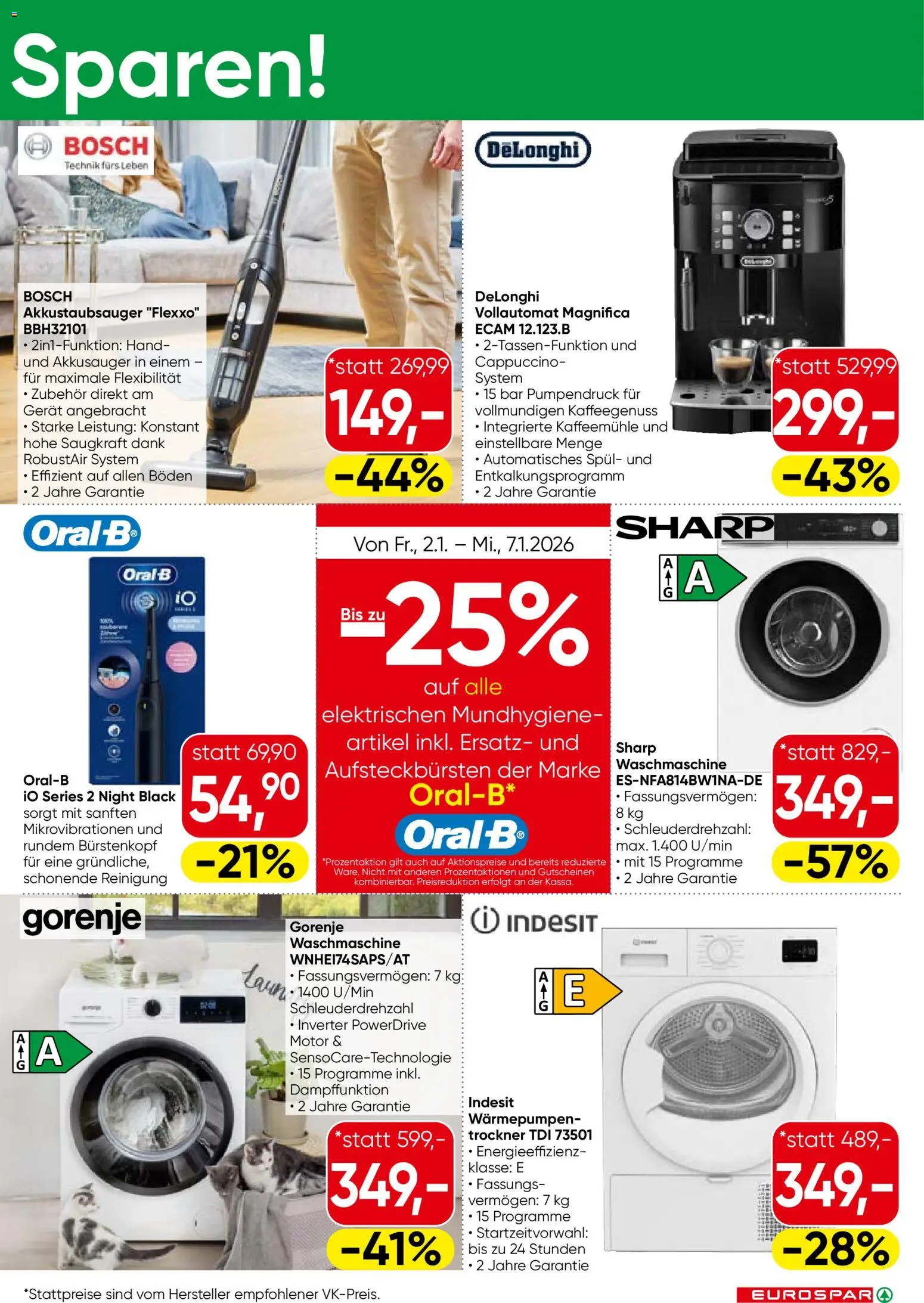 Eurospar Alles fuer den Haushalt - Salzburg  gültig ab 02.01.2026 | Seite: 3 | Produkte: Waschmaschine, Trockner