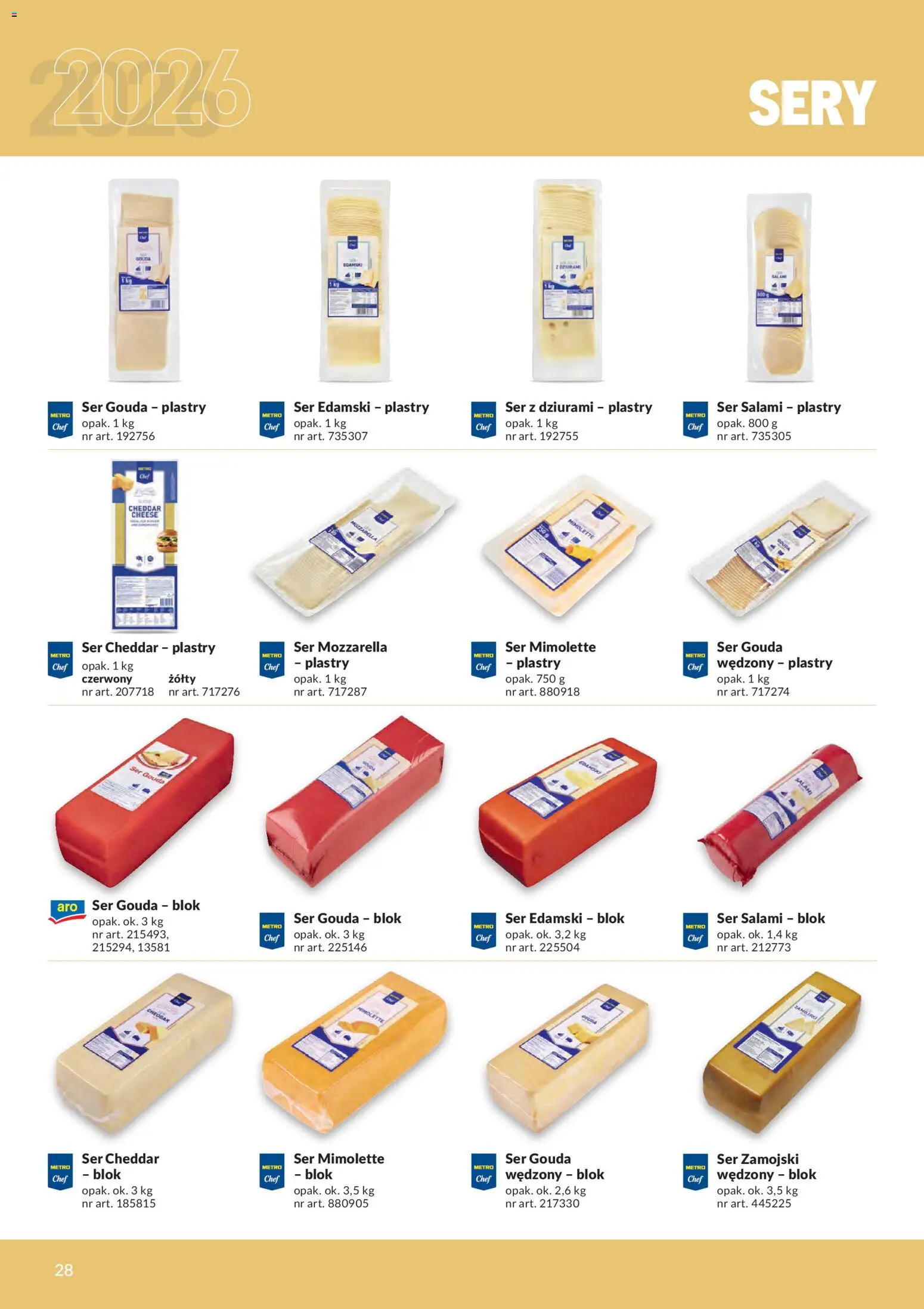 Makro gazetka - Produktów marek własnych dla profesjonalnej Gastronomii od 01.03.2026 | Strona: 28 | Produkty: Ser mimolette, Ser, Cheddar, Ser gouda