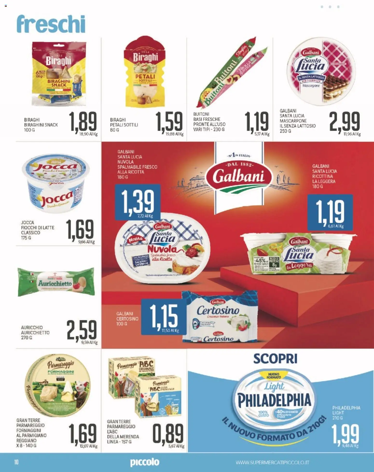 Volantino Piccolo del 27.11.2025 | Pagina: 10 | Prodotti: Fiocchi, Latte, Ricotta, Crescenza