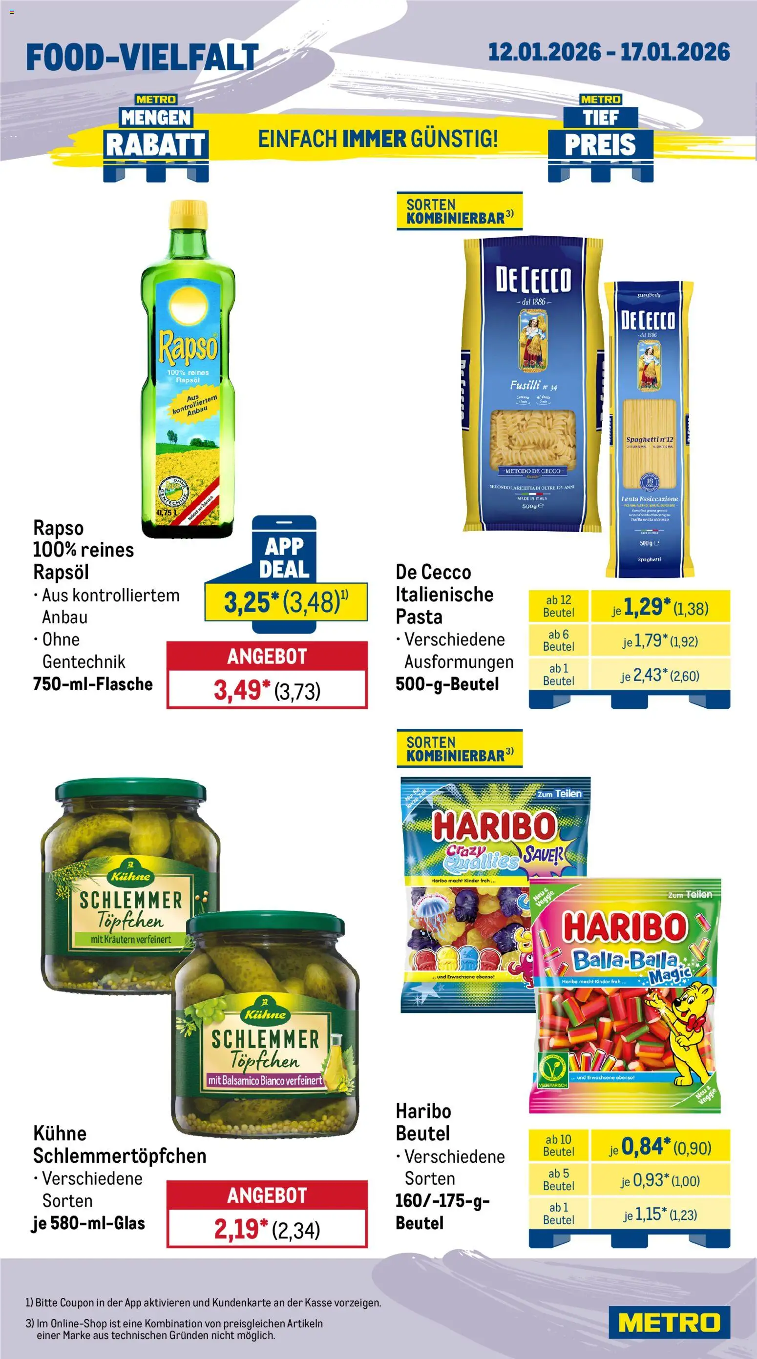 Metro Prospekt 	 – gültig ab 12.01.2026 | Seite: 12 | Produkte: Haribo, Balsamico, Rapsöl, Pasta