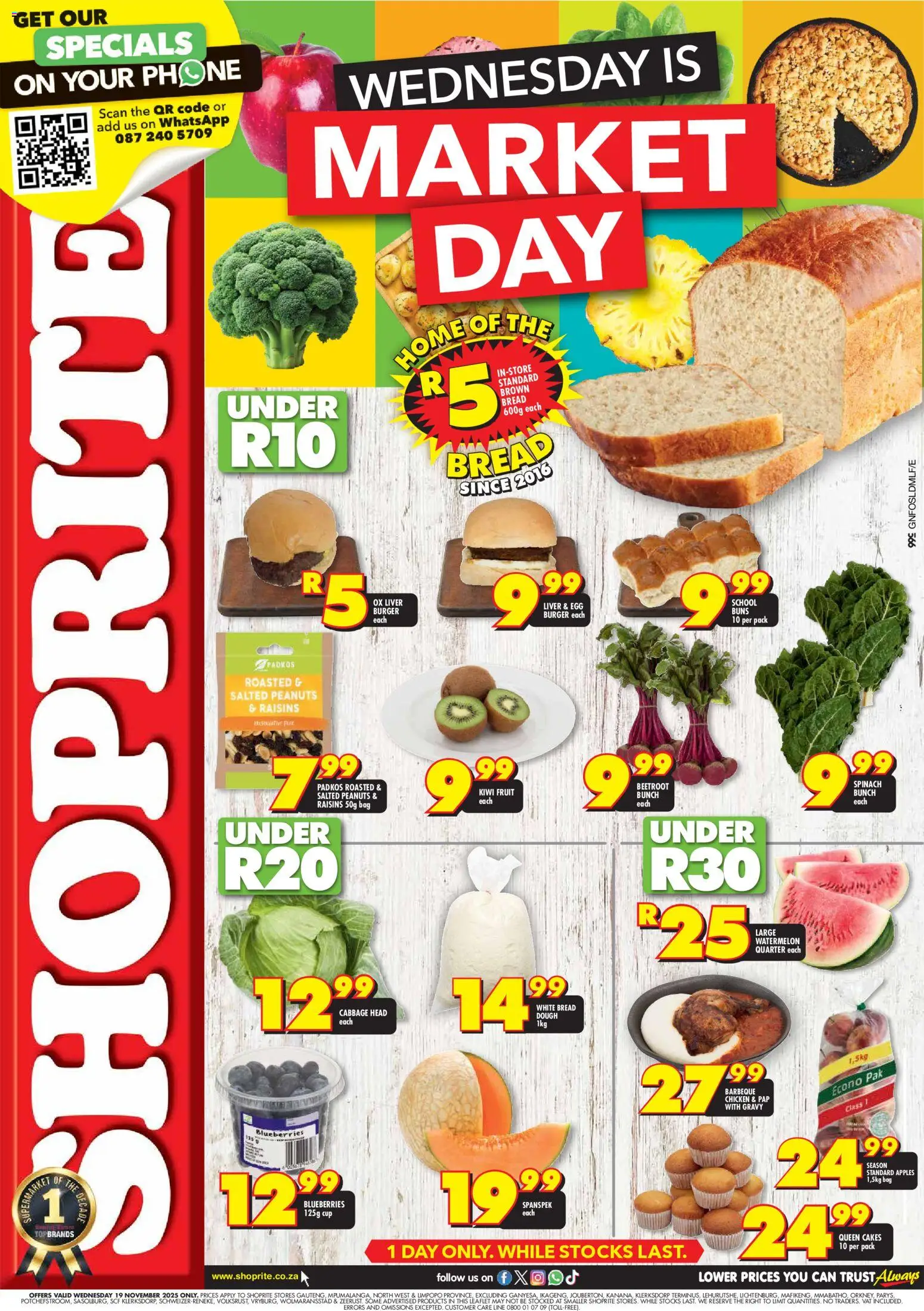 New Shoprite catalogue – valid from 19.11.2025 | Page: 1 | Products: Phone, Apples, Touca de banho, Gravy