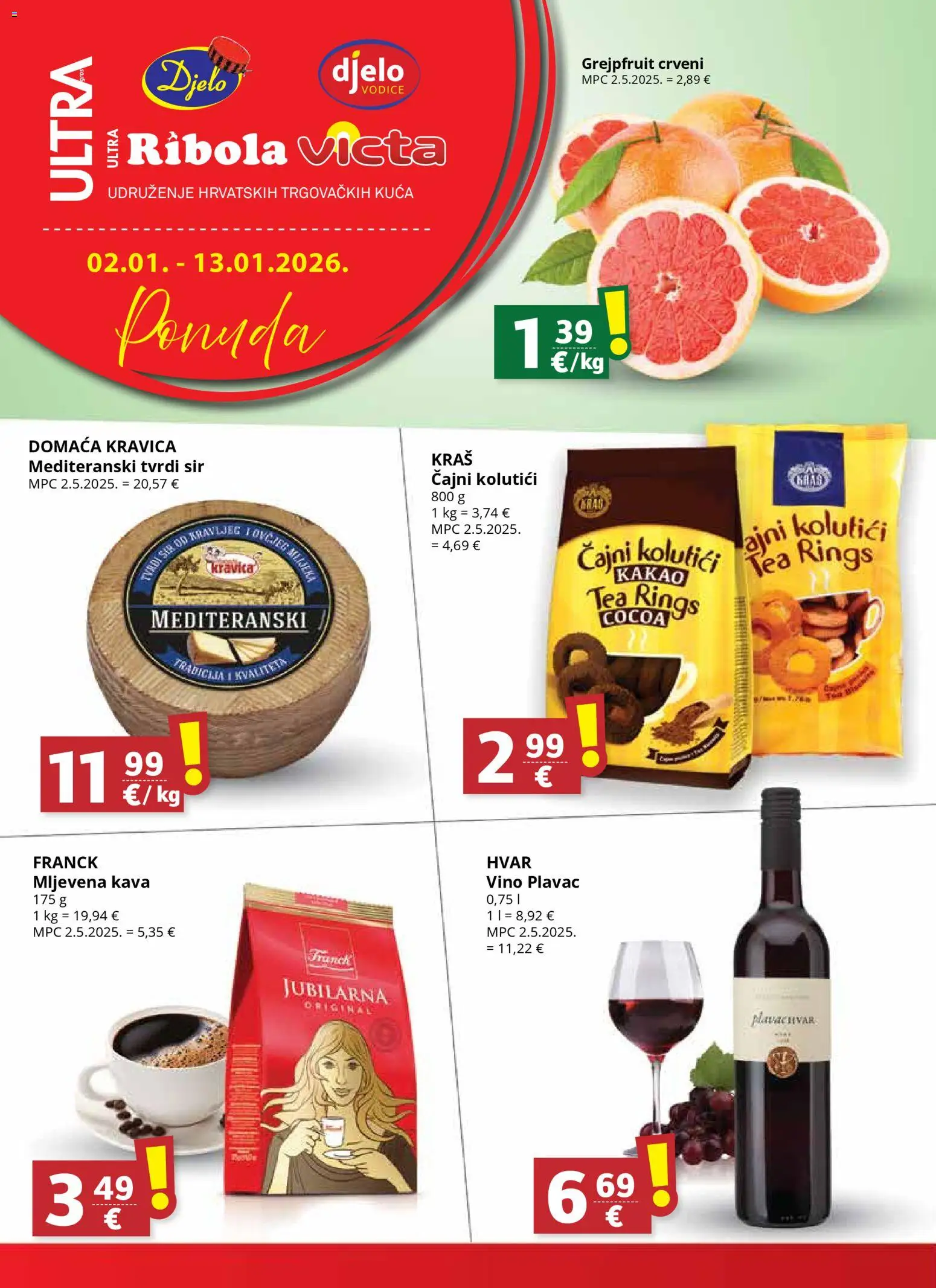 Ultra Gros katalog | vrijedi od 02.01.2026 | Stranica: 1 | Proizvodi: Čajni kolutići, Mljevena kava, Kava, Tvrdi sir