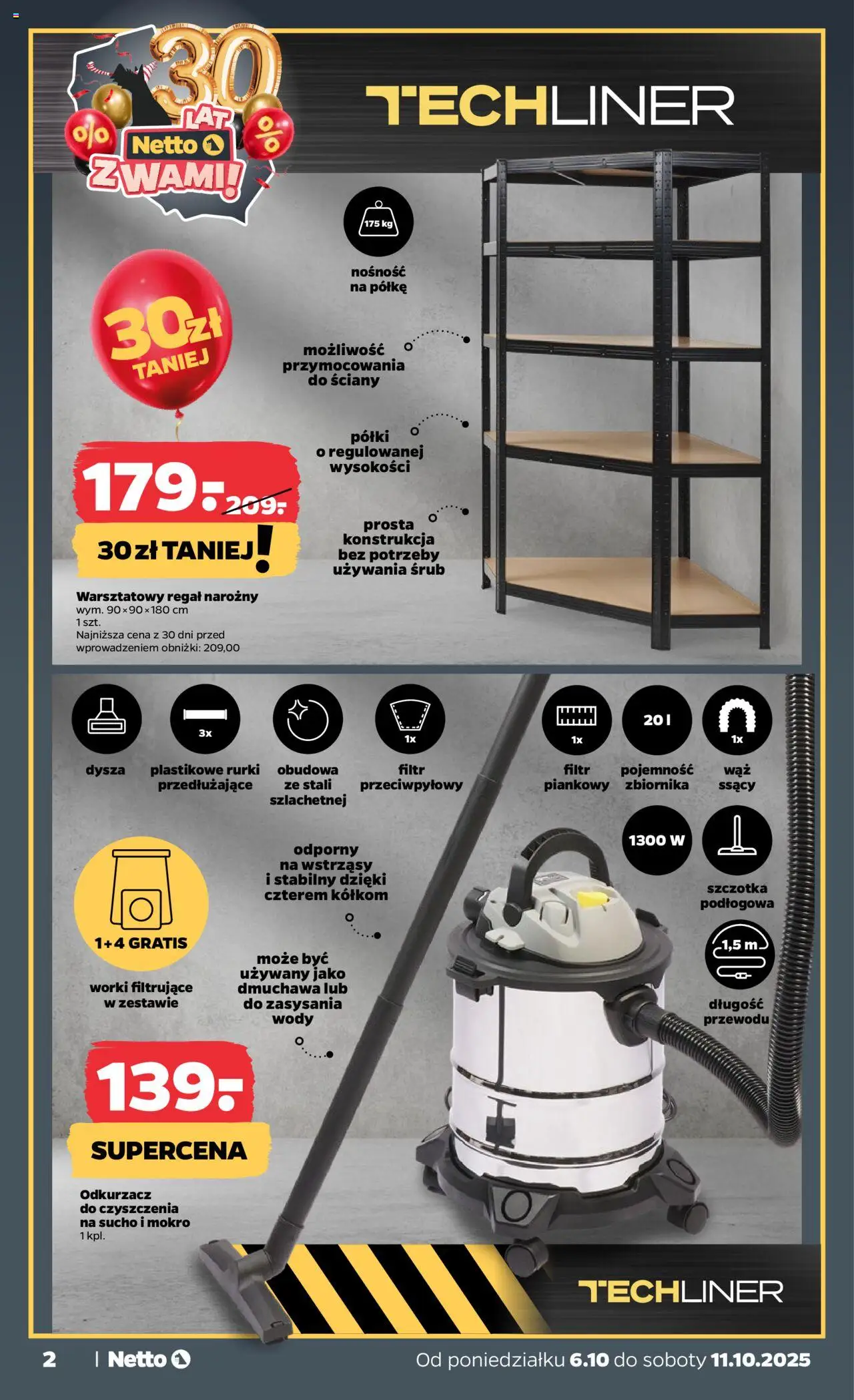 Netto gazetka - Non Food od 06.10.2025 | Strona: 2 | Produkty: Odkurzacz, Szczotka, Regał