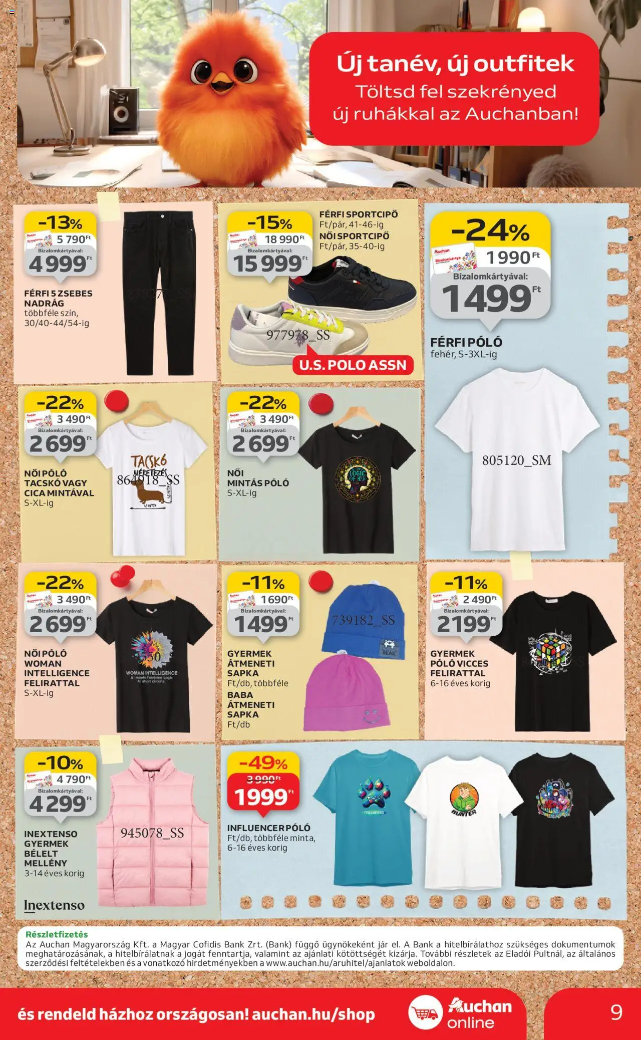 Auchan akciós ujság - amely érvényes a következő dátumtól: 21.08.2025 | Oldal: 9 | Termékek: Sapka, Sportcipő, Mellény, Nadrág