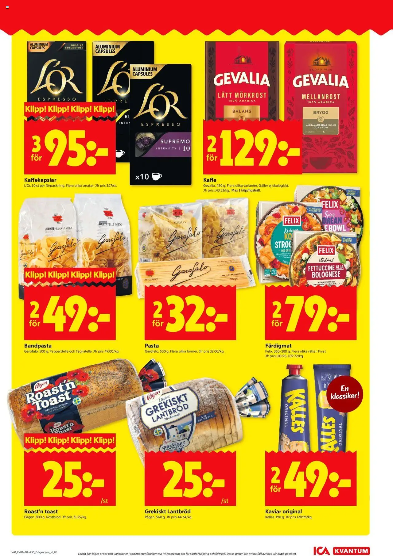 ICA Kvantum reklamblad aktuell från 20.10.2025 | Sida: 7 | Produkter: Galler, Kaffekapslar, Kaffe, Pasta