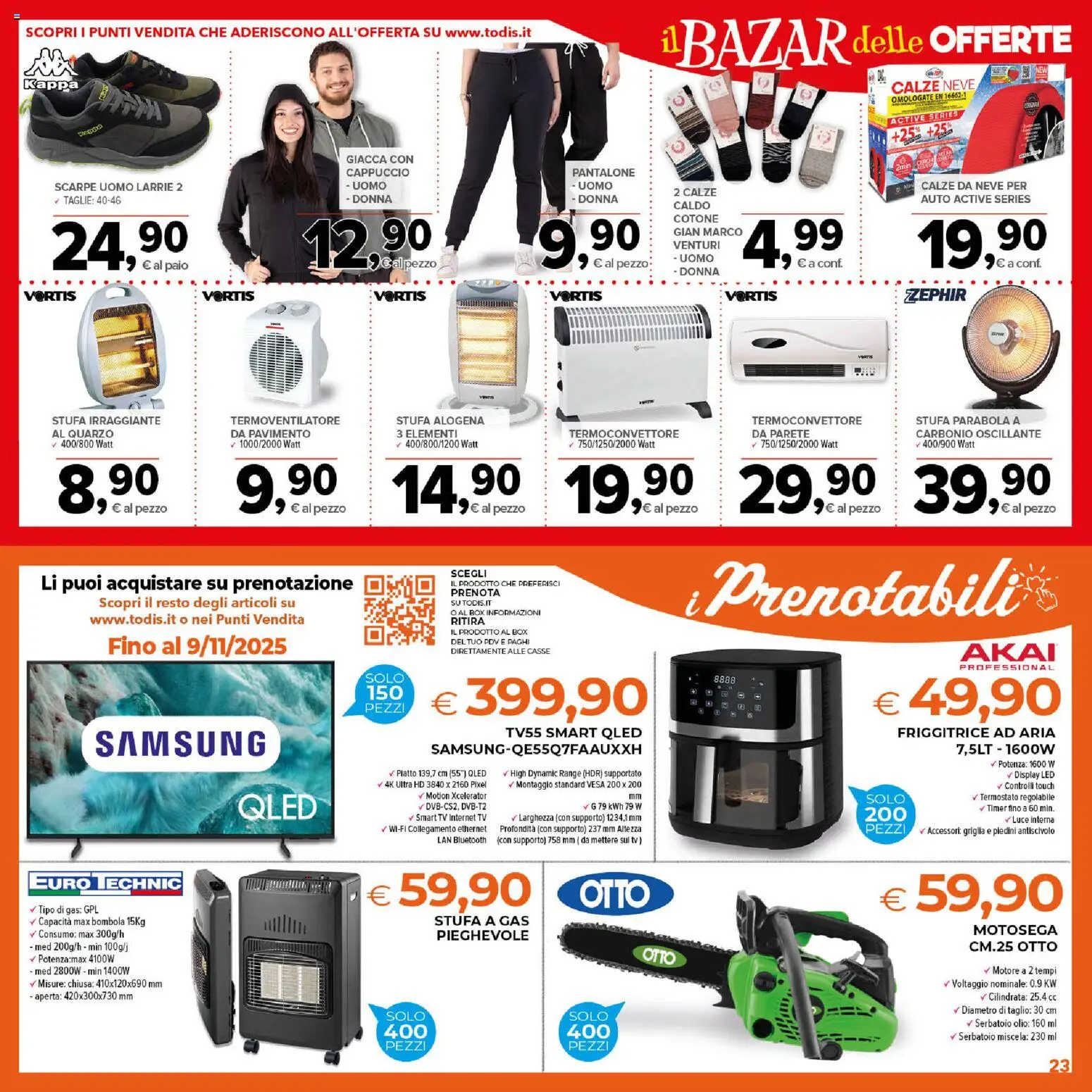 Volantino Todis del 30.10.2025 | Pagina: 23 | Prodotti: Giacca, Motosega, Piatto, Samsung