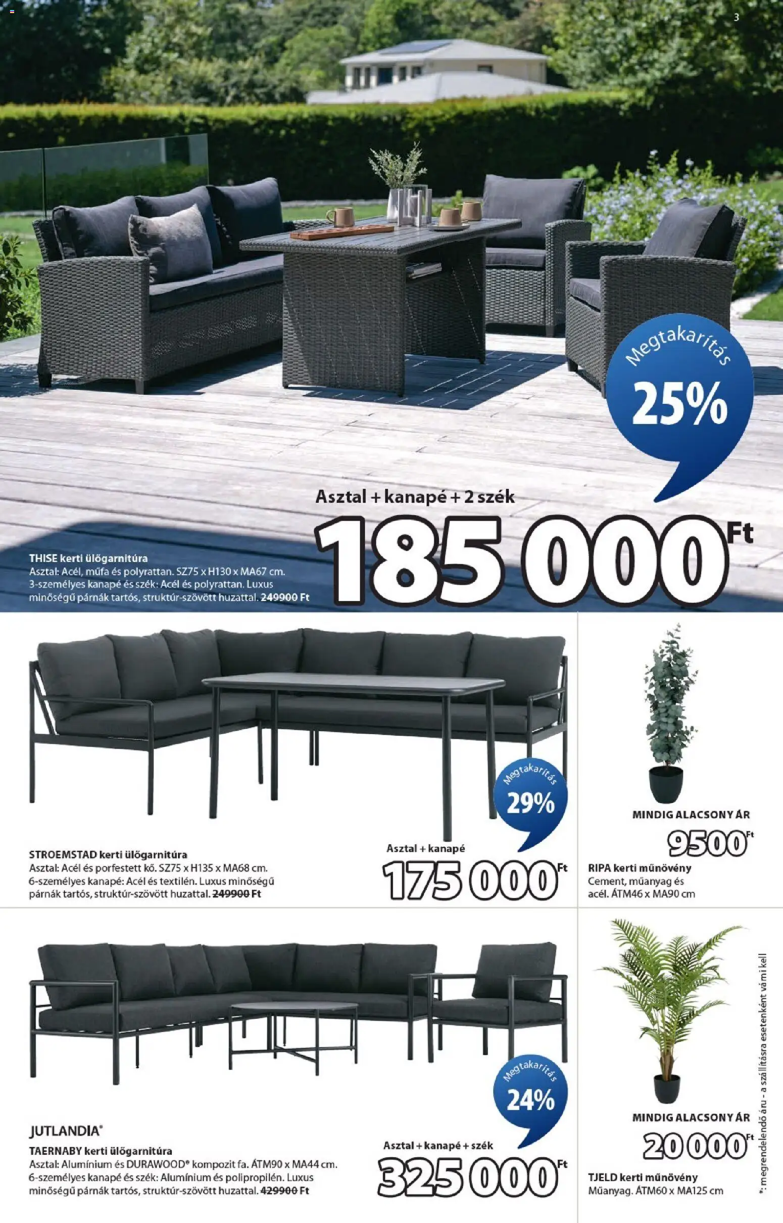 JYSK akciós ujság - amely érvényes a következő dátumtól: 11.03.2026 | Oldal: 3 | Termékek: Műnövény, Kanapé, Asztal, Szék