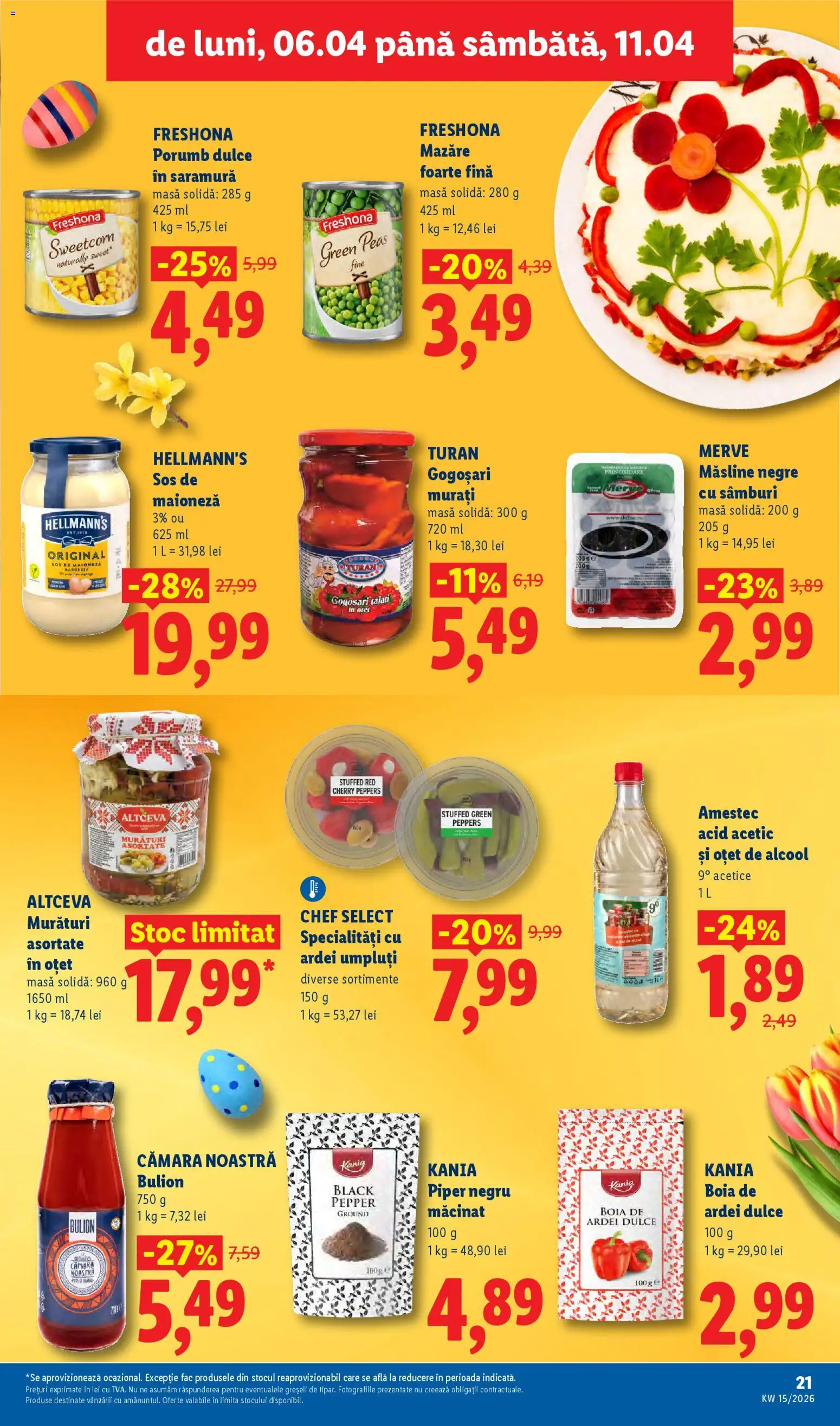 Noul catalog Lidl – valabil de la 06.04.2026 | Pagină: 21 | Produse: Mazăre, Masă, Măsline, Maioneză