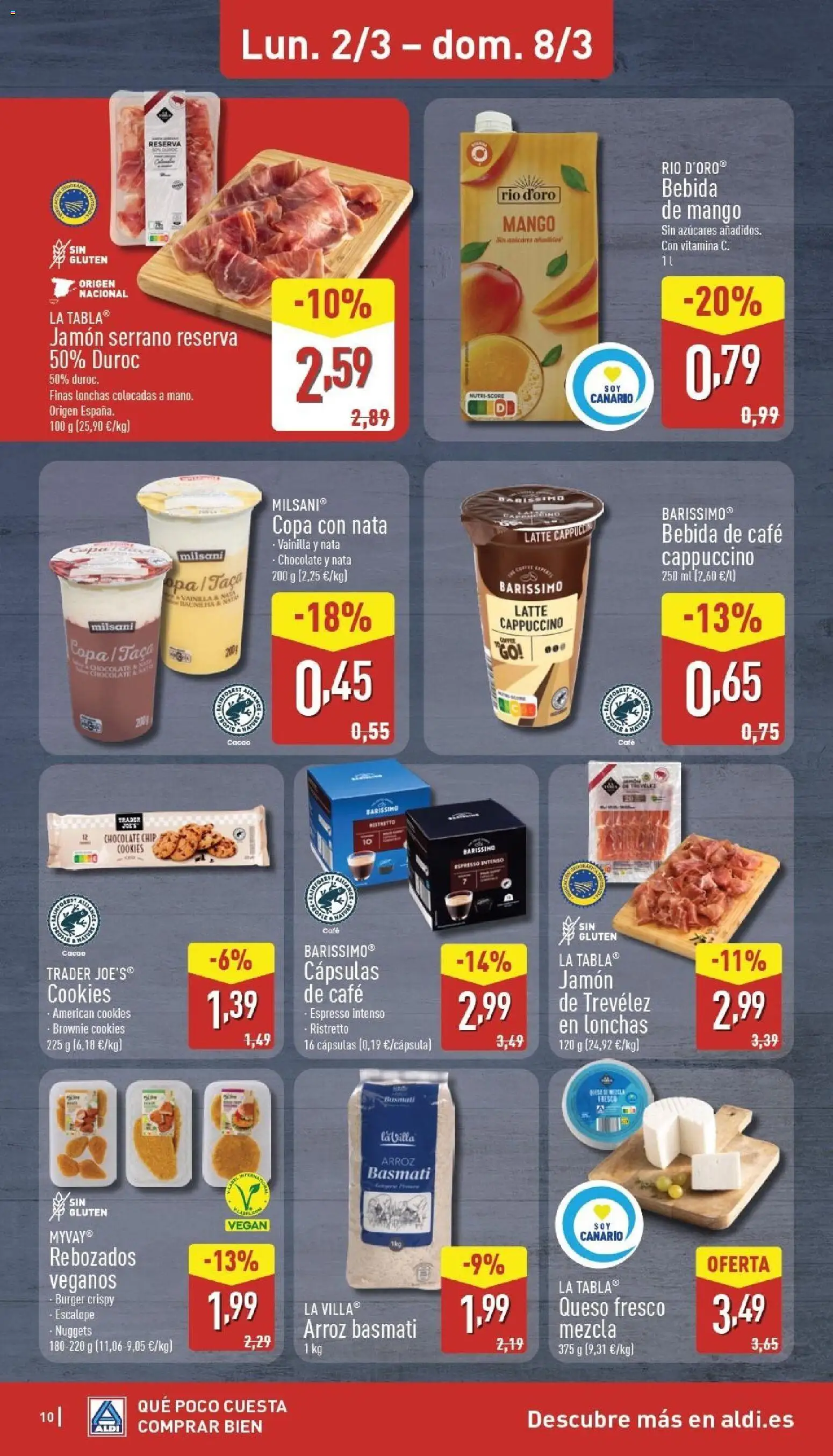 Aldi folleto Canarias │ válido desde el 02.03.2026 | Página: 10 | Productos: Queso, Café, Jamón, Arroz