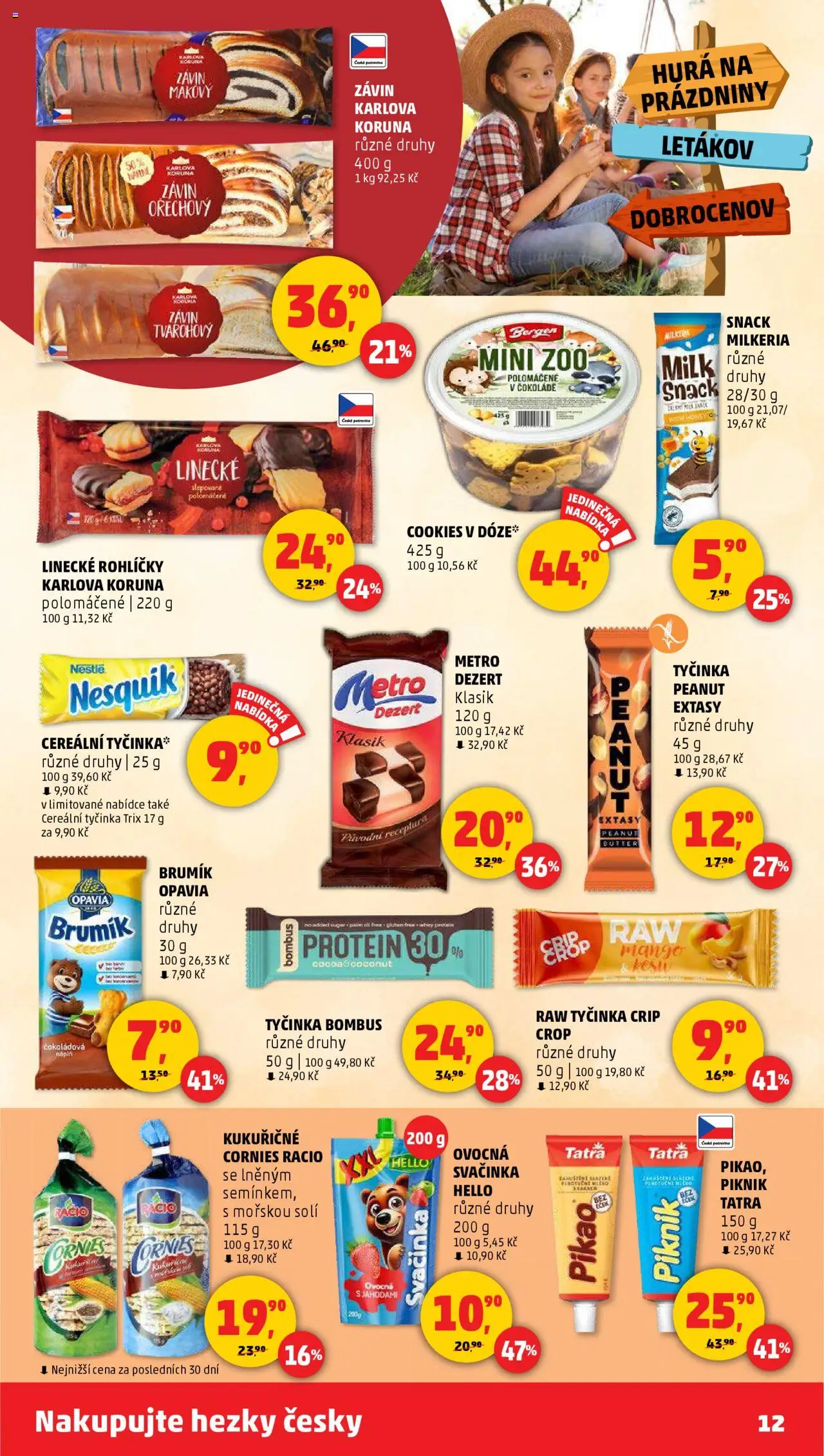 Penny Market leták - Čtvrtečník od 26.06.2025 | Strana: 12 | Produkty: Raw tyčinka, Nesquik, Protein, Brumik
