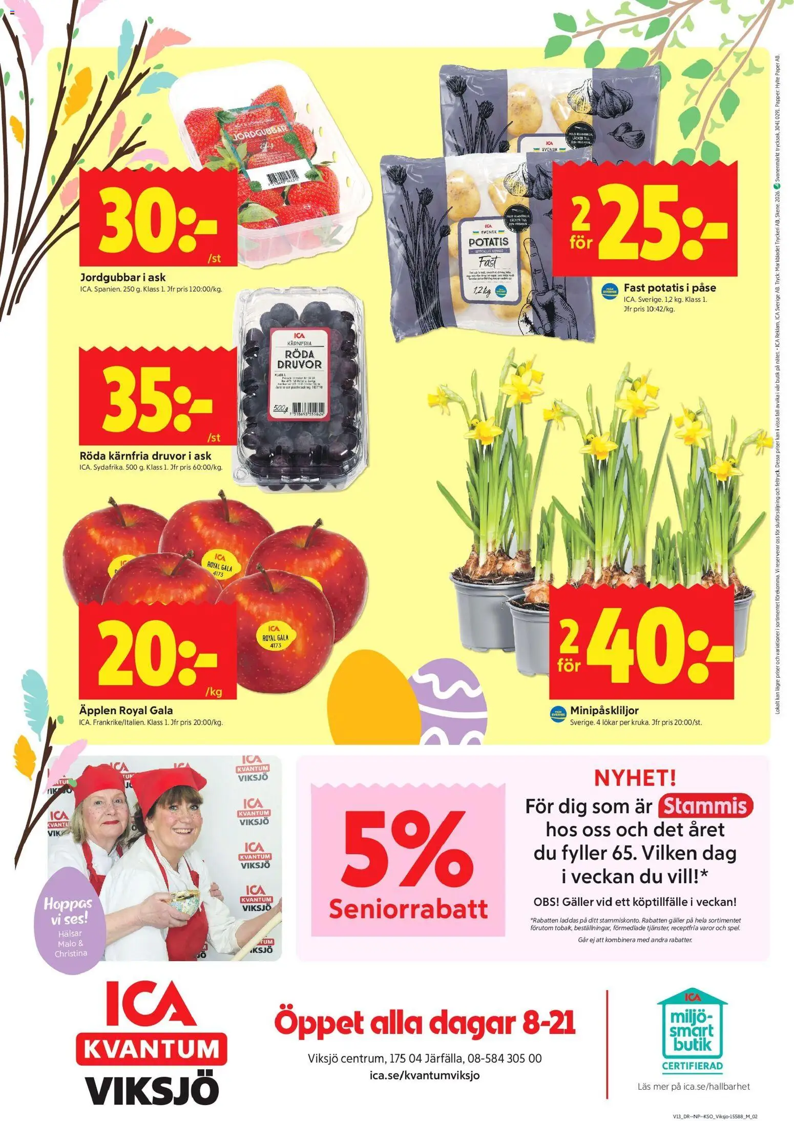 ICA Kvantum reklamblad aktuell från 23.03.2026 | Sida: 10 | Produkter: Galler, Äpplen, Potatis, Jordgubbar