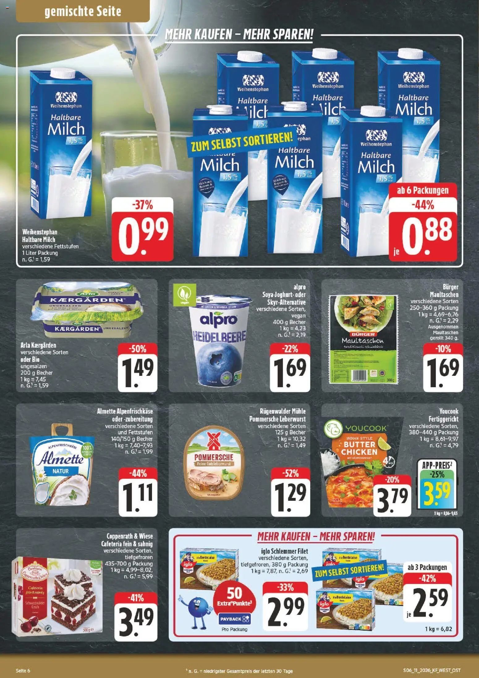 nah & gut Prospekt 	 – gültig ab 09.03.2026 | Seite: 6 | Produkte: Almette, Milch, Butter, Burger