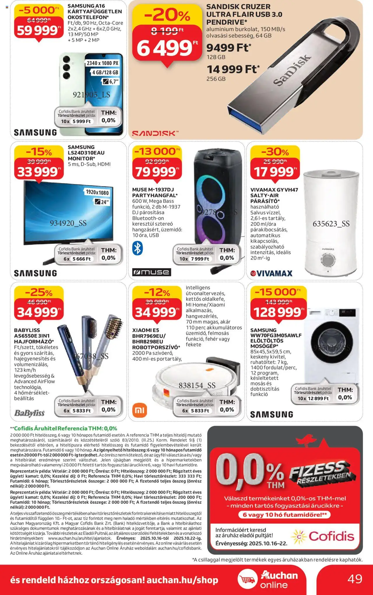 Auchan akciós ujság - amely érvényes a következő dátumtól: 16.10.2025 | Oldal: 49 | Termékek: Szőlő, USB, Xiaomi, Samsung