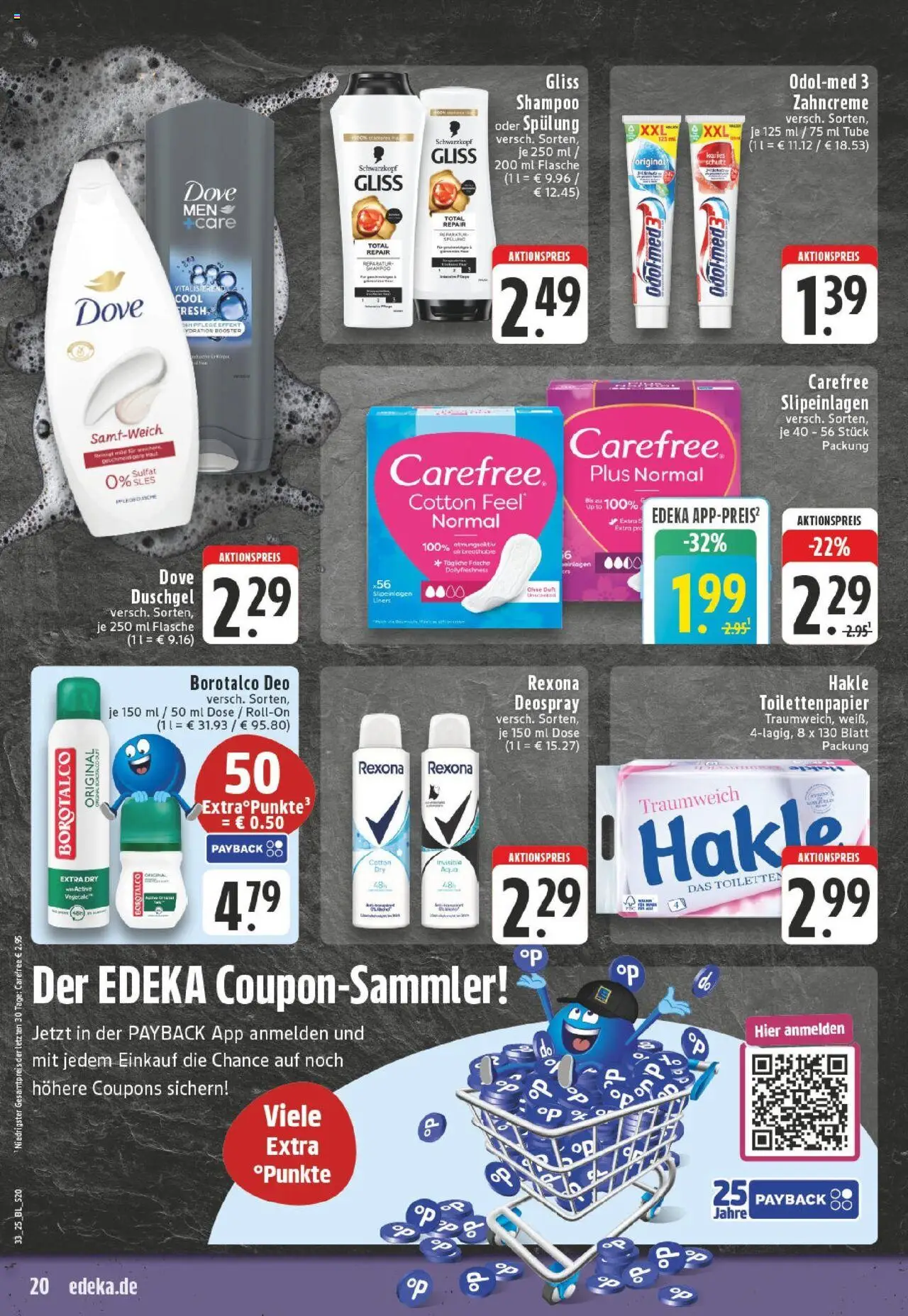 Edeka prospekt Duisburg-Rumeln	 - gültig ab dem 11.08.2025 | Seite: 20 | Produkte: Dusche, Spülung, Deodorant, Shower Gel