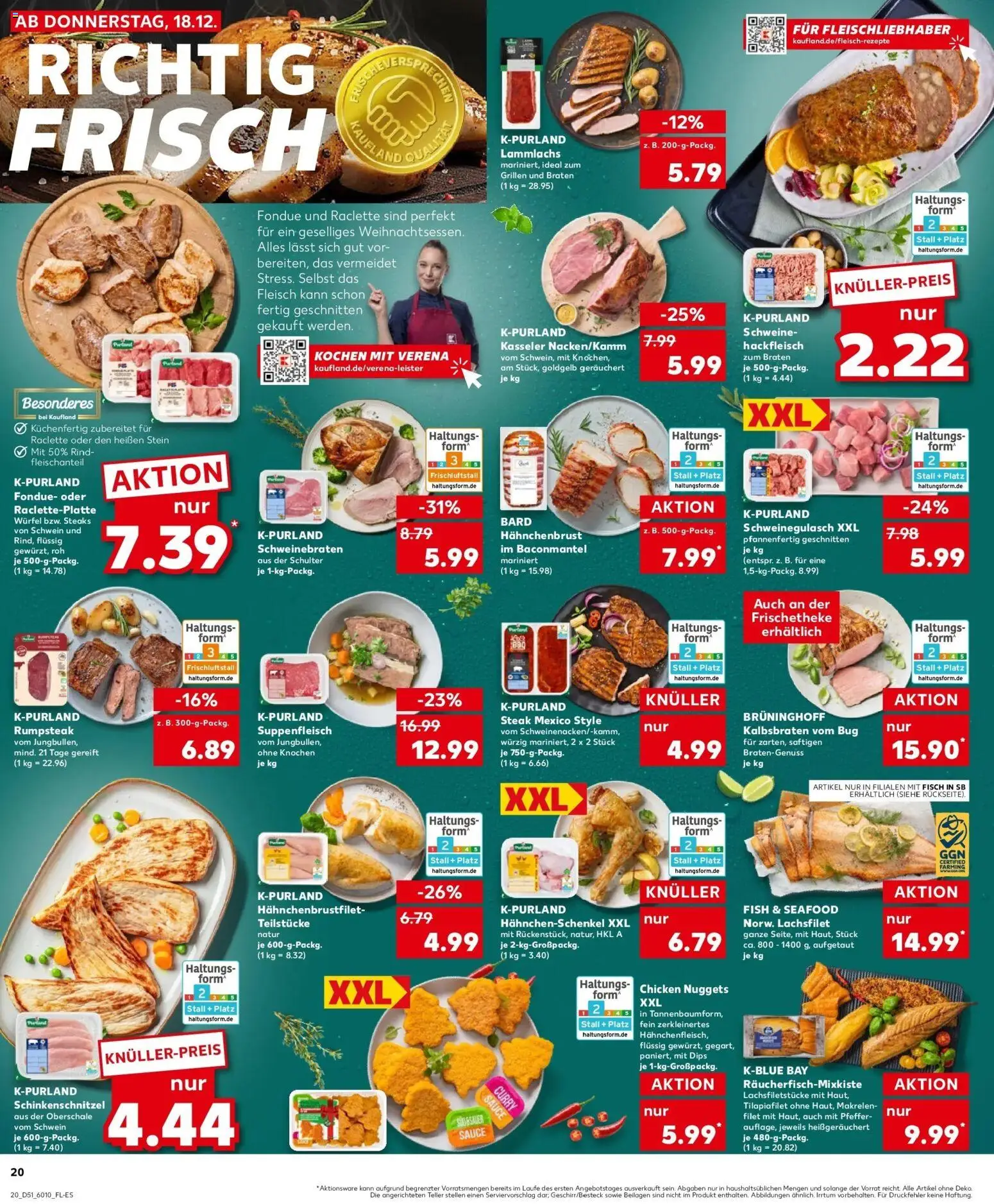Kaufland prospekt Backnang	 – gültig ab 22.12.2025 | Seite: 20 | Produkte: Suppenfleisch, Raclette, Steak, Fleisch
