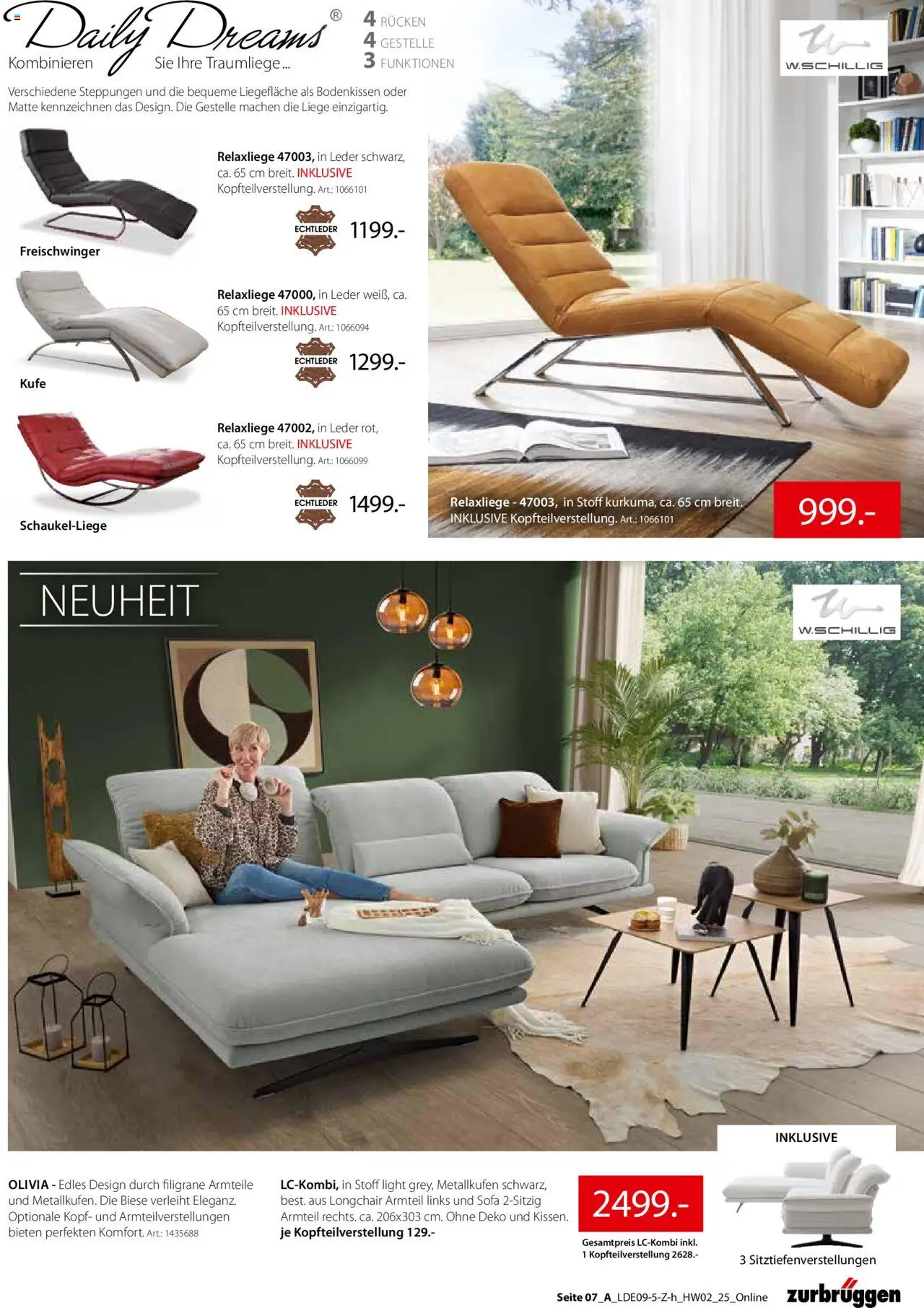 Zurbrüggen Hochwert – gültig ab 08.09.2025 | Seite: 13 | Produkte: Relaxliege, Sofa, Liege