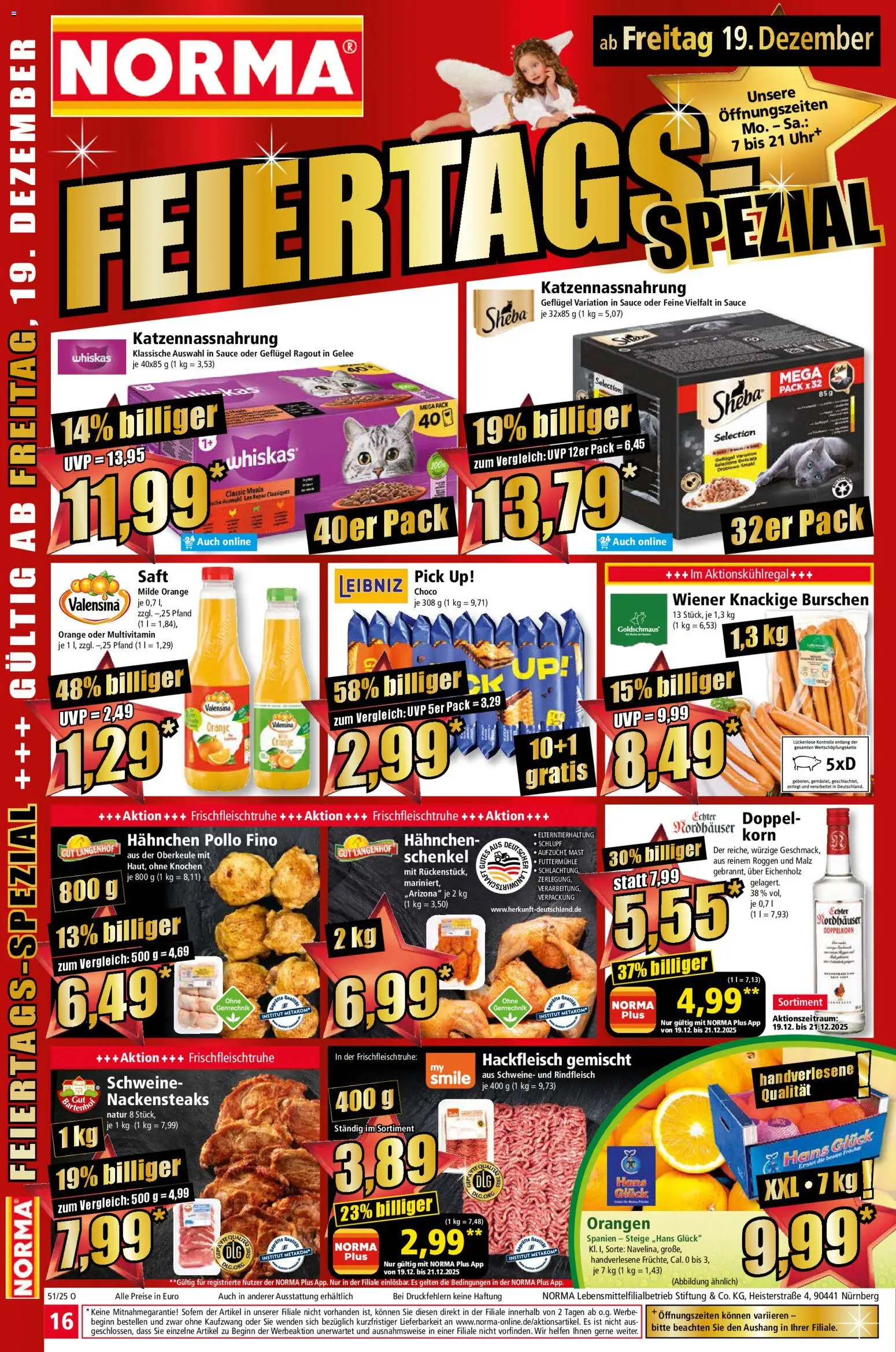 Norma Prospekt 	 – gültig ab 15.12.2025 | Seite: 20 | Produkte: Hahnchen, Sheba, Rindfleisch, Hackfleisch