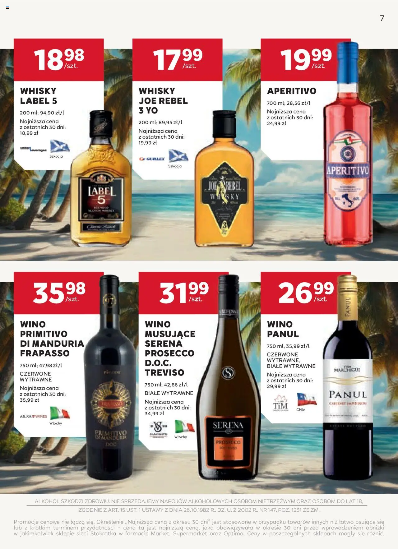 Stokrotka Gazetka - Oferta alkoholowa od 13.08.2025 | Strona: 7 | Produkty: Stokrotka, Alkohol, Whisky, Prosecco