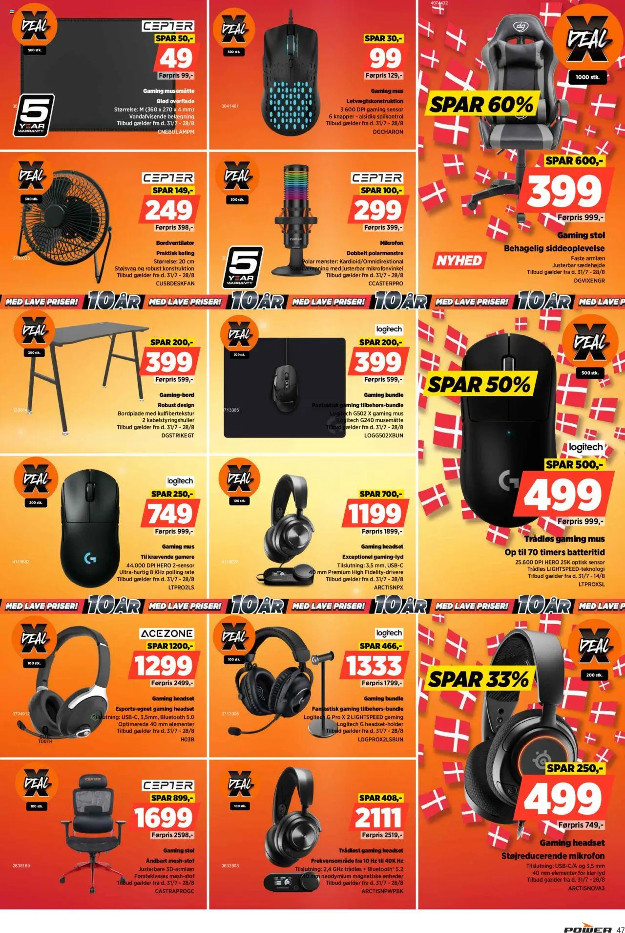 Power Tilbudsavis gyldig fra 31.07.2025 | Side: 47 | Produkter: Stol, Mus, Gaming mus, Lyd
