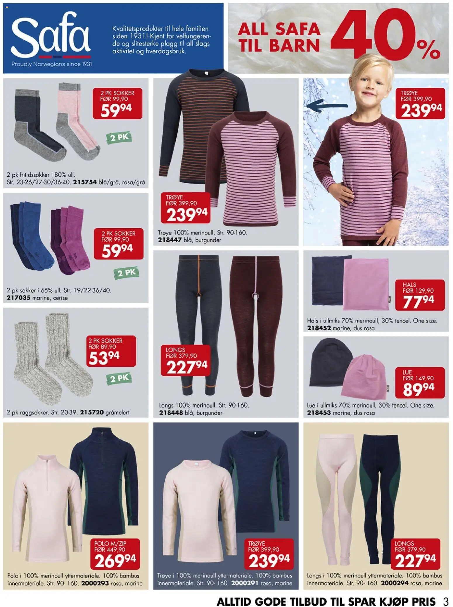 {H1} | Side: 3 | Produkter: Sokker, Lue