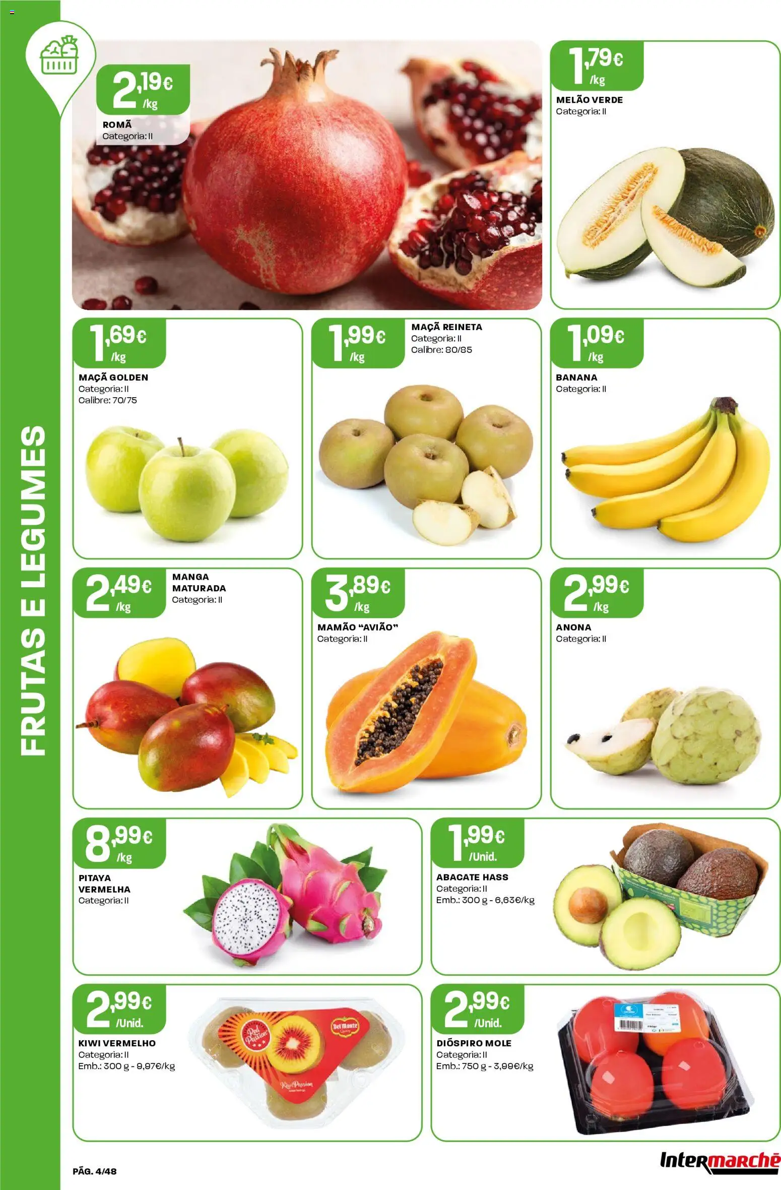 Intermarché folheto │ válido de 20.11.2025 | Página: 4 | Produtos: Maça, Abacate, Melão, Mamão