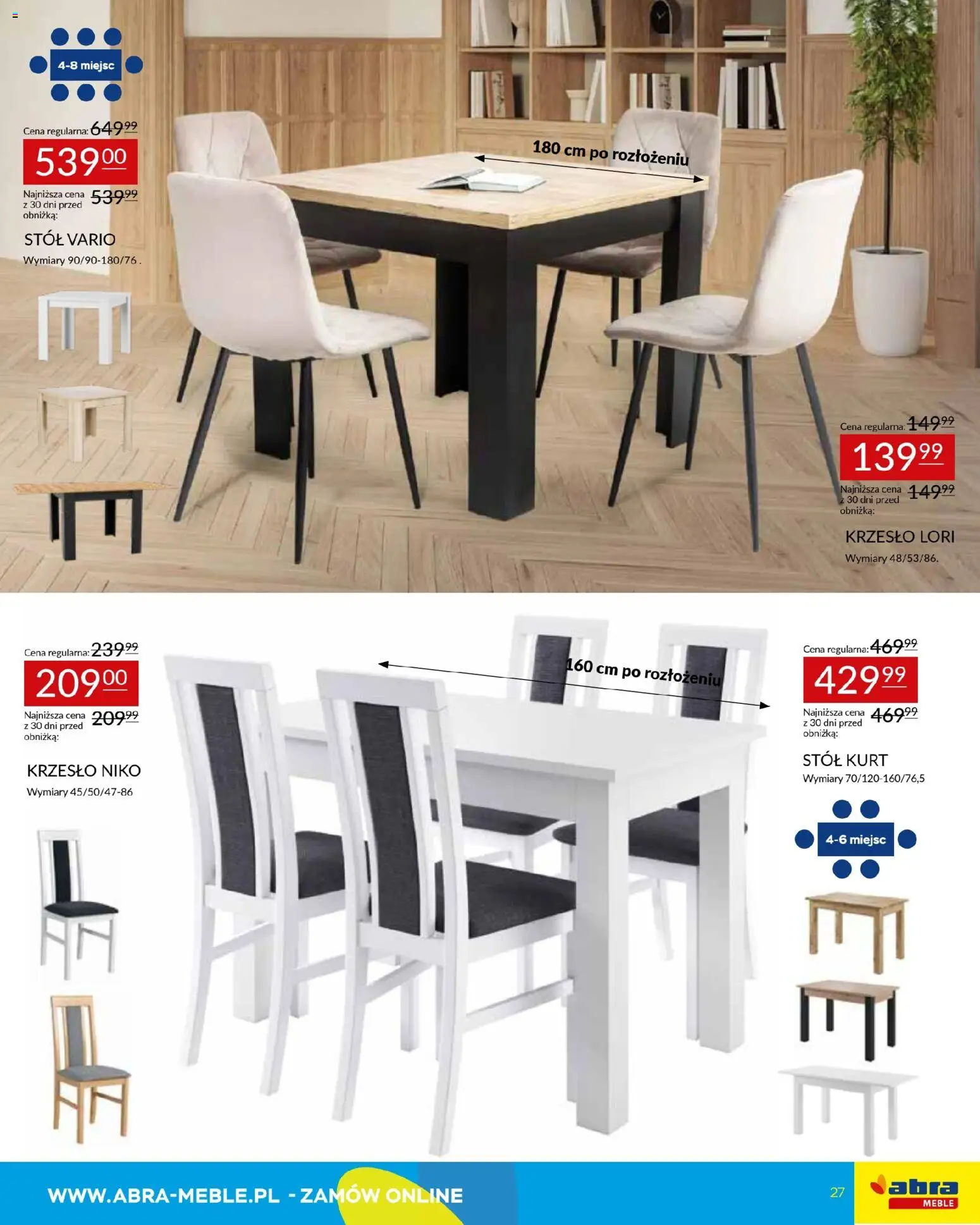 Abra meble Gazetka od 09.01.2026 | Strona: 27 | Produkty: Stół, Krzesło
