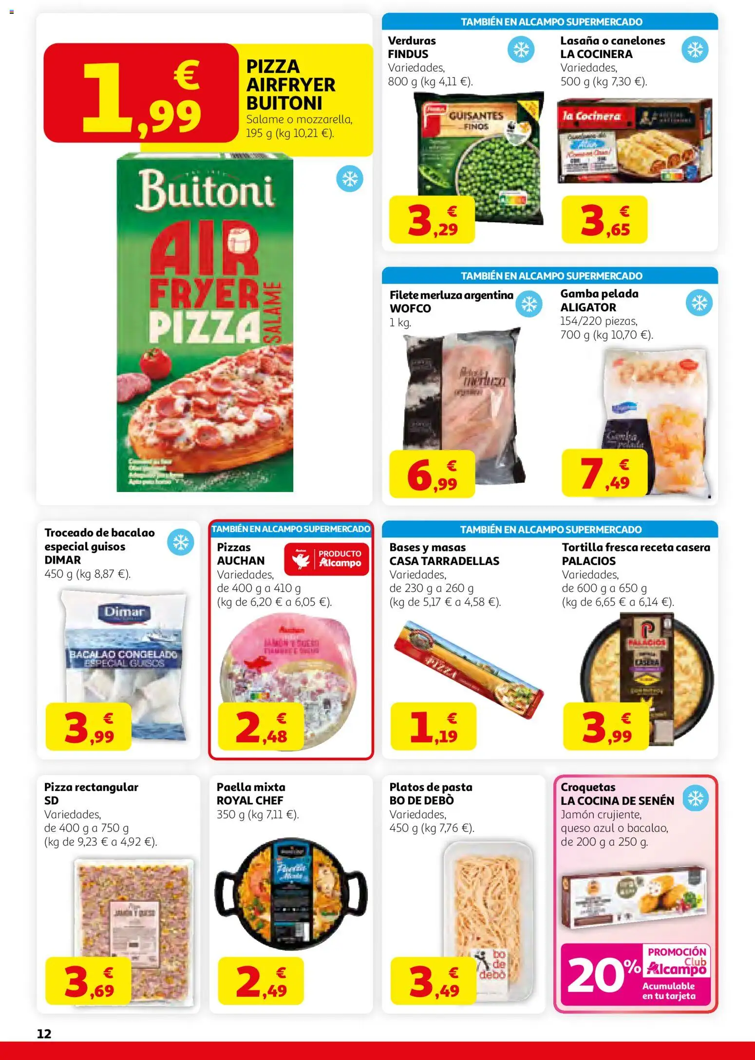 Alcampo HGU MadridActívate en Primavera │ válido desde el 12.03.2026 | Página: 12 | Productos: Queso, Salame, Pizza, Pasta