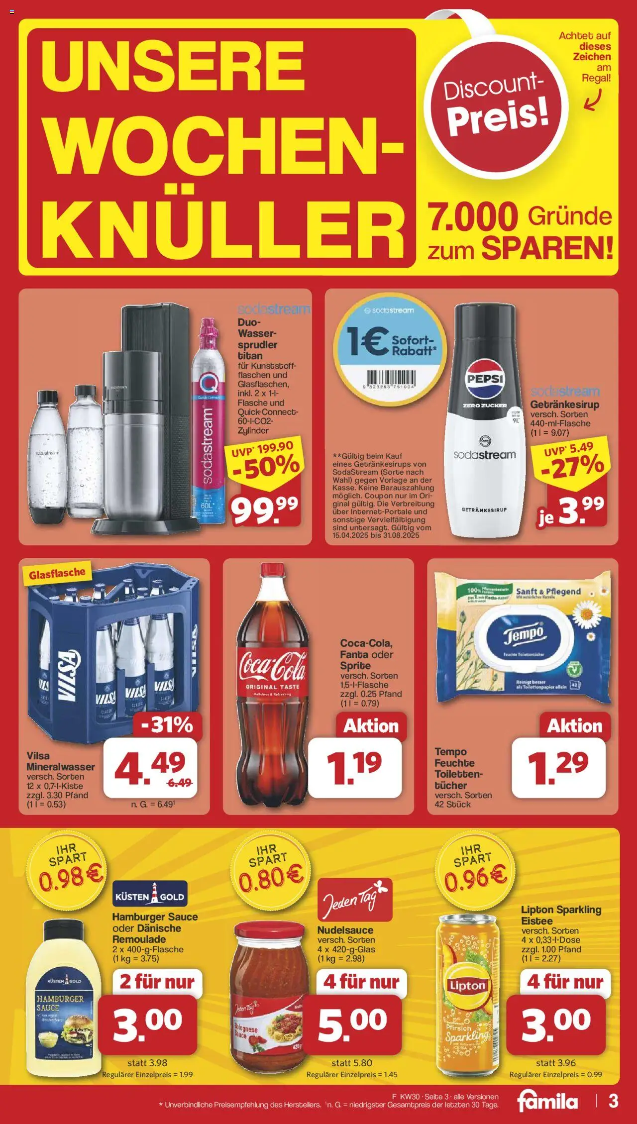 Famila Nordwest Prospekt 	 - gültig ab dem 21.07.2025 | Seite: 3 | Produkte: Fanta, Sprite, Wasser, Pfirsich