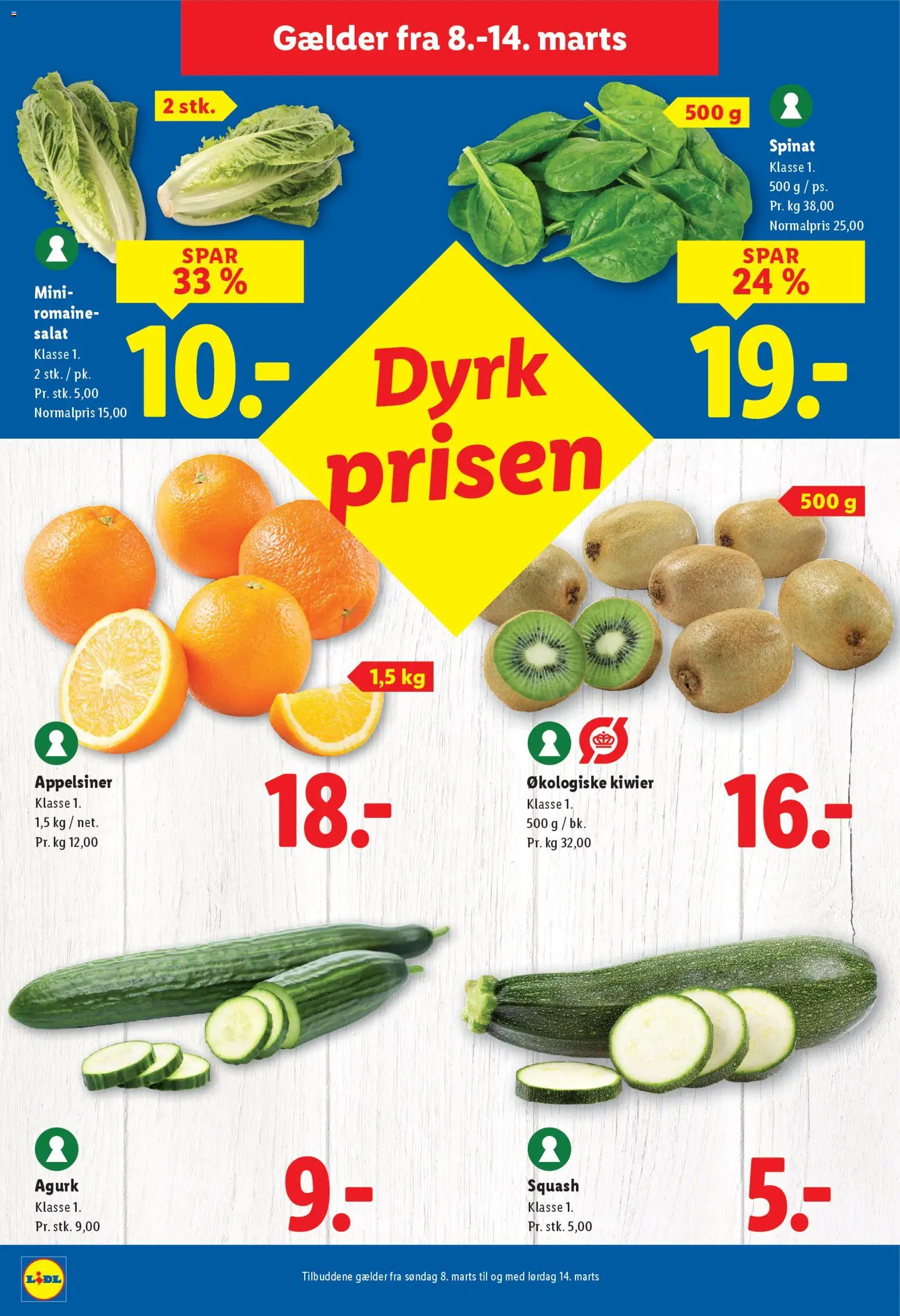 Lidl tilbudsavis – gyldig fra 08.03.2026 | Side: 19 | Produkter: Appelsiner, Squash, Salat, Spinat