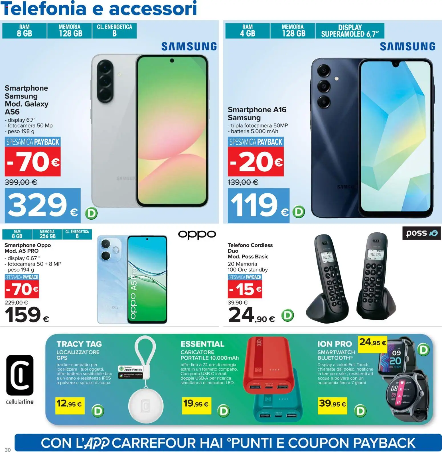 Volantino Carrefour del 13.03.2026 | Pagina: 30 | Prodotti: Smartphone samsung, Smartphone, Fotocamera, Samsung