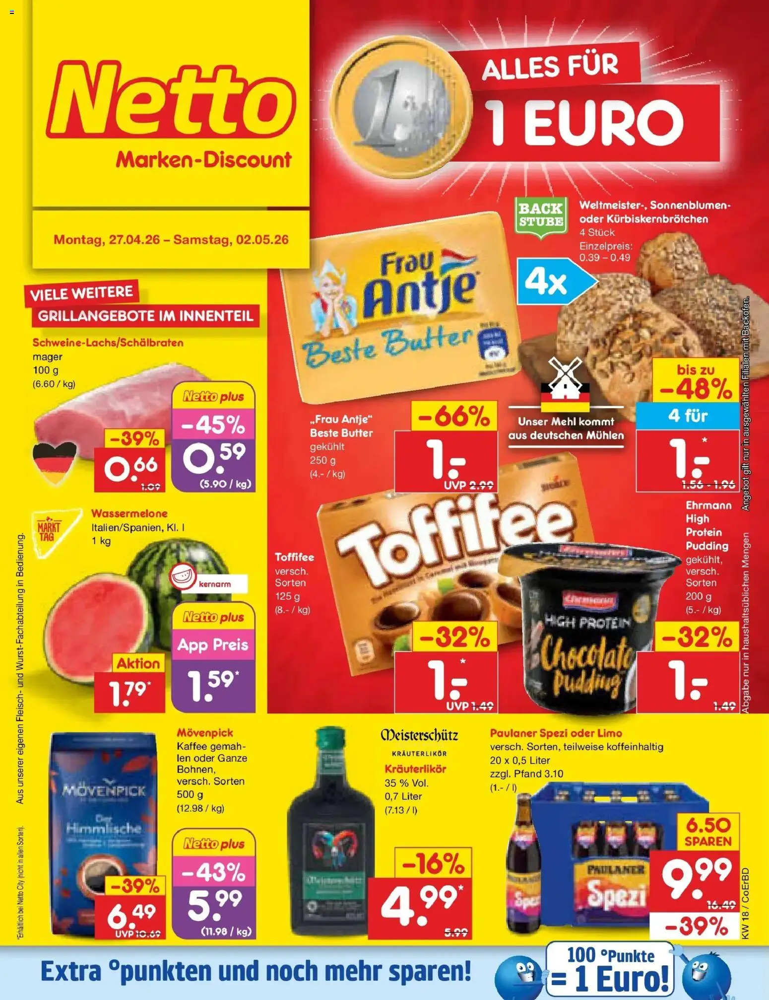 Netto Marken-Discount Prospekt Jena-Lobeda	 – gültig ab 27.04.2026 | Seite: 1 | Produkte: Butter, Kaffee, Paulaner spezi, Paulaner