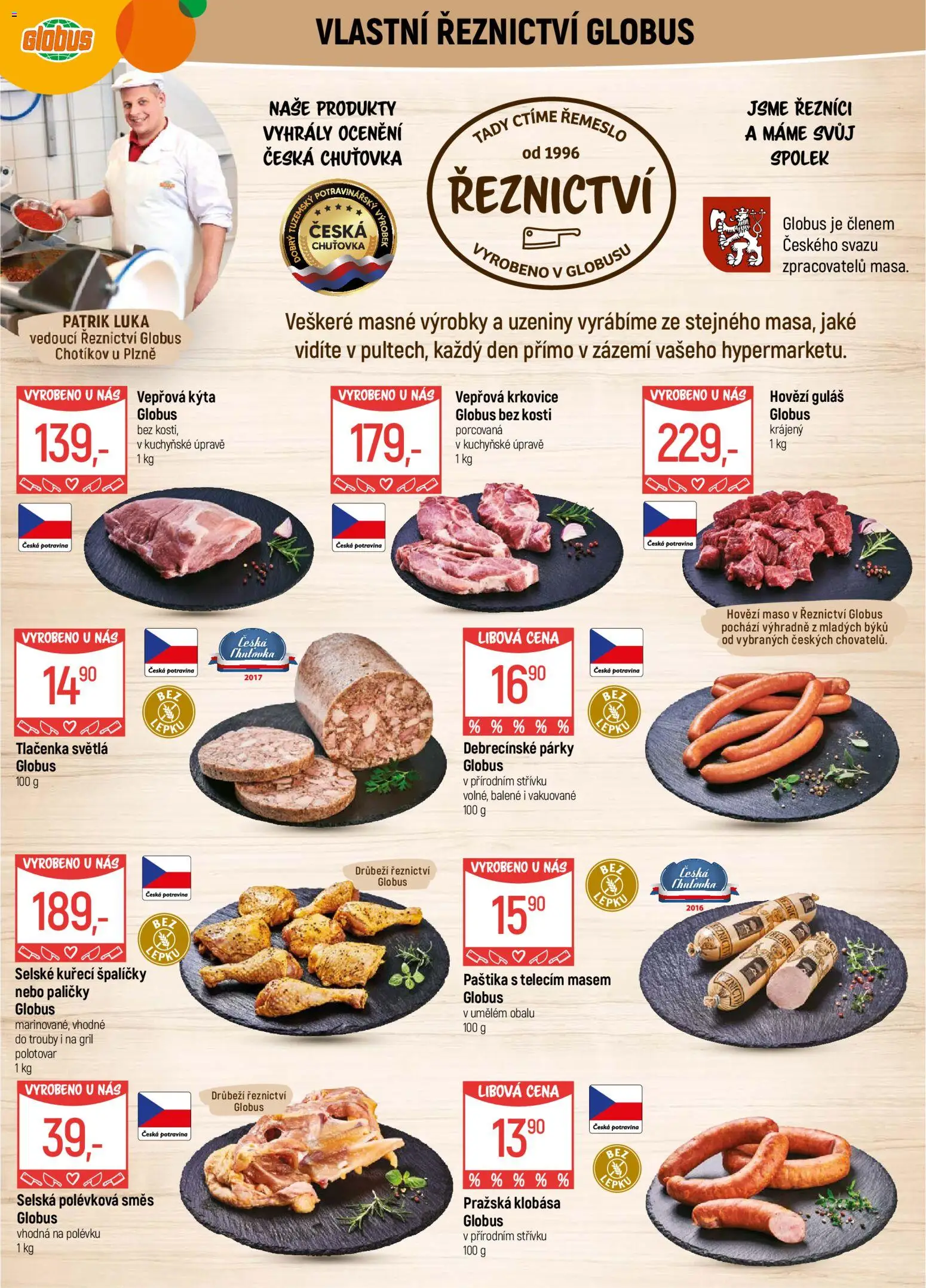 Globus leták - Plzeň od 18.03.2026 | Strana: 9 | Produkty: Klobása, Vepřová Kýta, Krkovice, Paštika