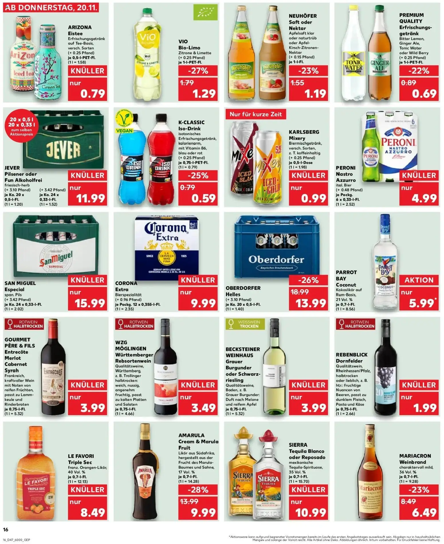 Kaufland prospekt Hanau	 – gültig ab 20.11.2025 | Seite: 16 | Produkte: Bier, Rotwein, Mariacron, Wein
