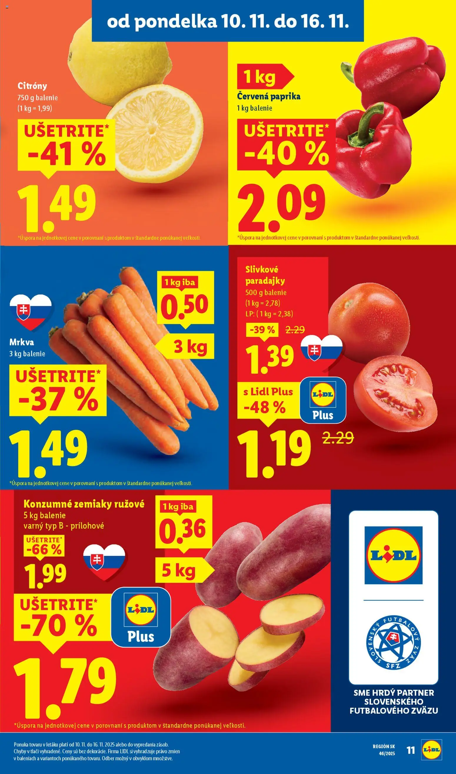 Nové Lidl akcie – leták je platný od 13.11.2025 | Strana: 56 | Produkty: Paprika, Mrkva, Zemiaky, Červená paprika
