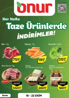 16.10.2025 tarihinden itibaren geçerli olan Onur Market kataloğu önizlemesi