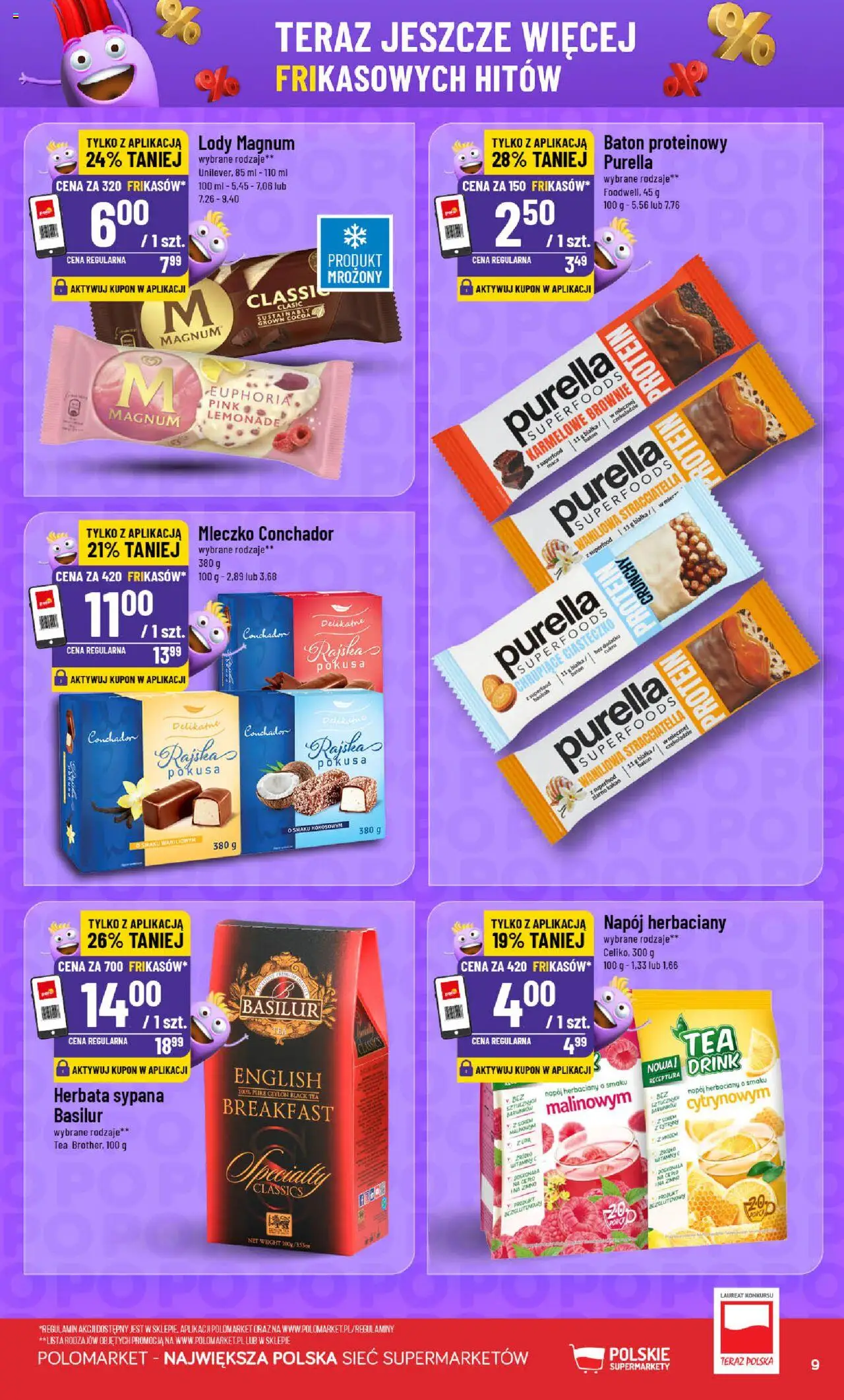 POLOmarket Gazetka - Frikasowe Hity od 20.08.2025 | Strona: 9 | Produkty: Kakao, Herbata, Lody Magnum, Lody