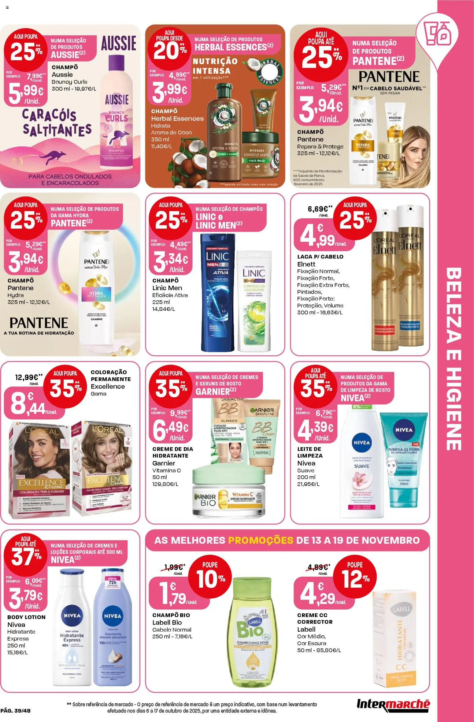 Intermarché folheto │ válido de 13.11.2025 | Página: 39 | Produtos: Iluminador, creme CC, Shampoo, Base