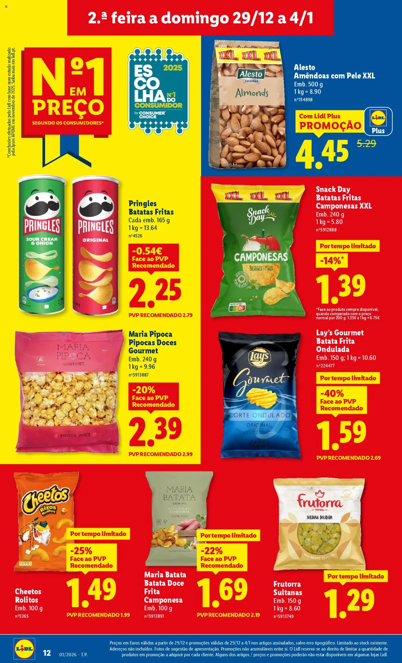 Lidl folheto │ válido de 29.12.2025 | Página: 16 | Produtos: Amêndoas, Dourada, Pipocas, Batatas fritas