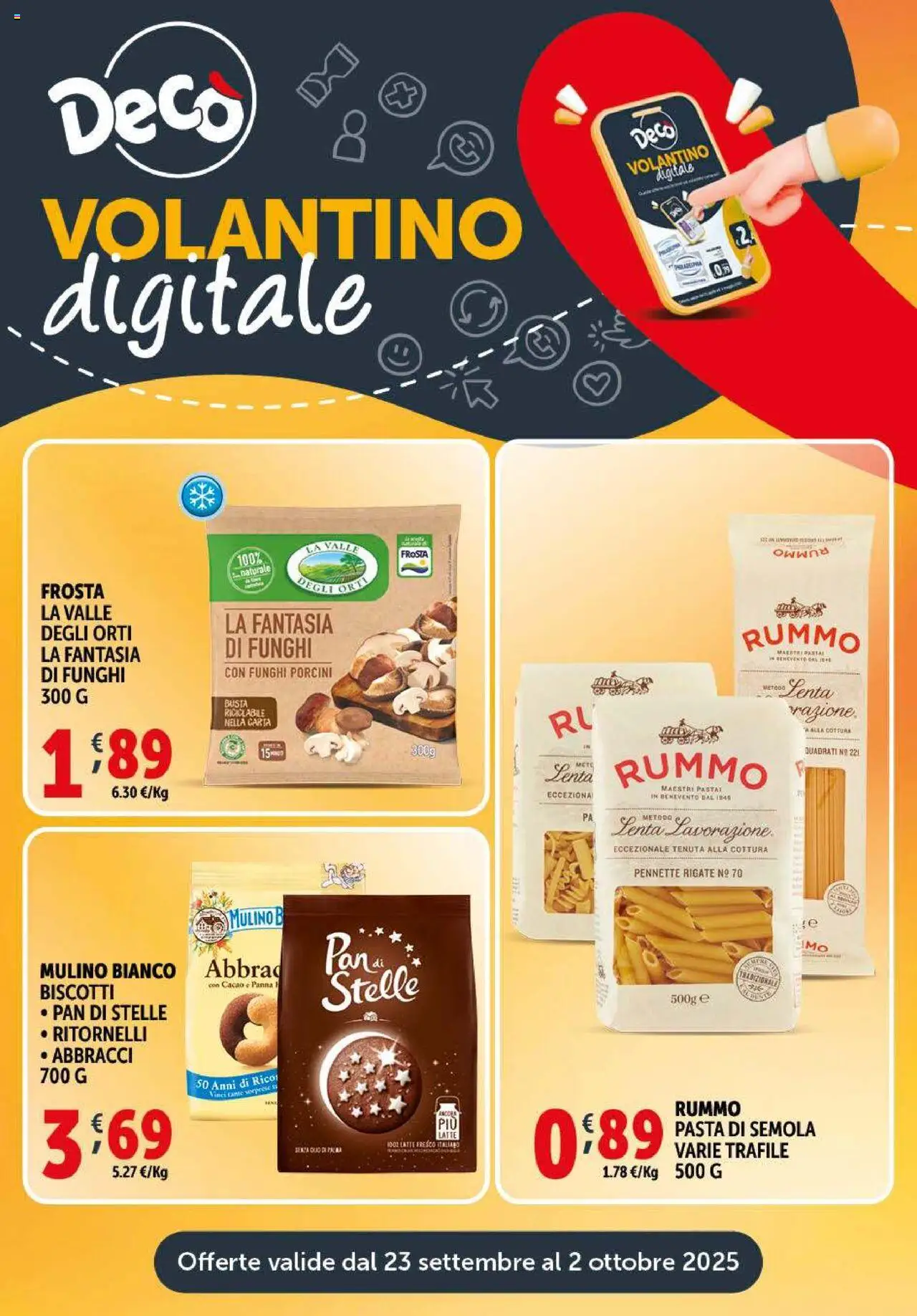 Volantino Decò del 23.09.2025 | Pagina: 21 | Prodotti: Biscotti, Latte, Pasta, Funghi