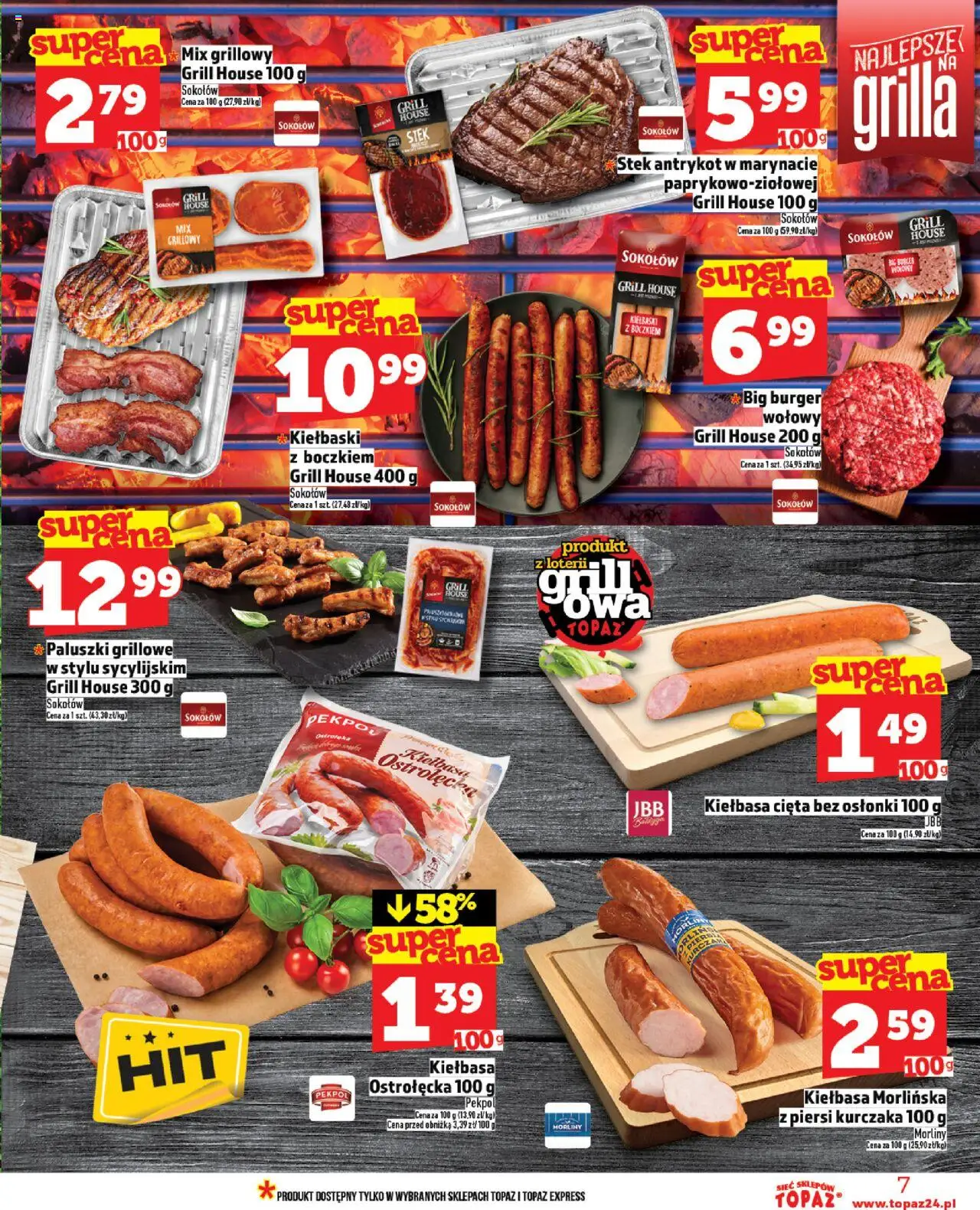 Topaz Gazetka - Ceny małe na stałe od 12.06.2025 | Strona: 7 | Produkty: Kiełbasa, Grill, Kiełbaski, Paluszki