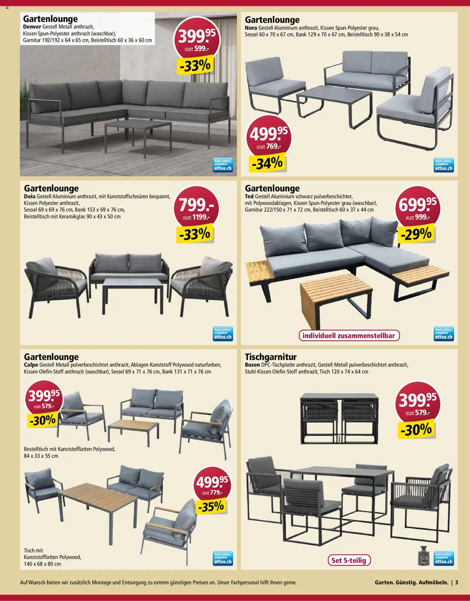 Otto's Aktionen Gartenmöbel – gültig ab 03.03.2026 | Seite: 3 | Produkte: Tisch, Kissen, Sessel, Beistelltisch
