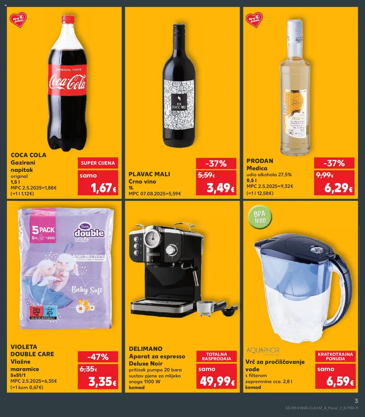 Kaufland katalog | vrijedi od 21.01.2026 | Stranica: 3 | Proizvodi: Coca cola, Vlažne maramice, Crno vino, Delimano