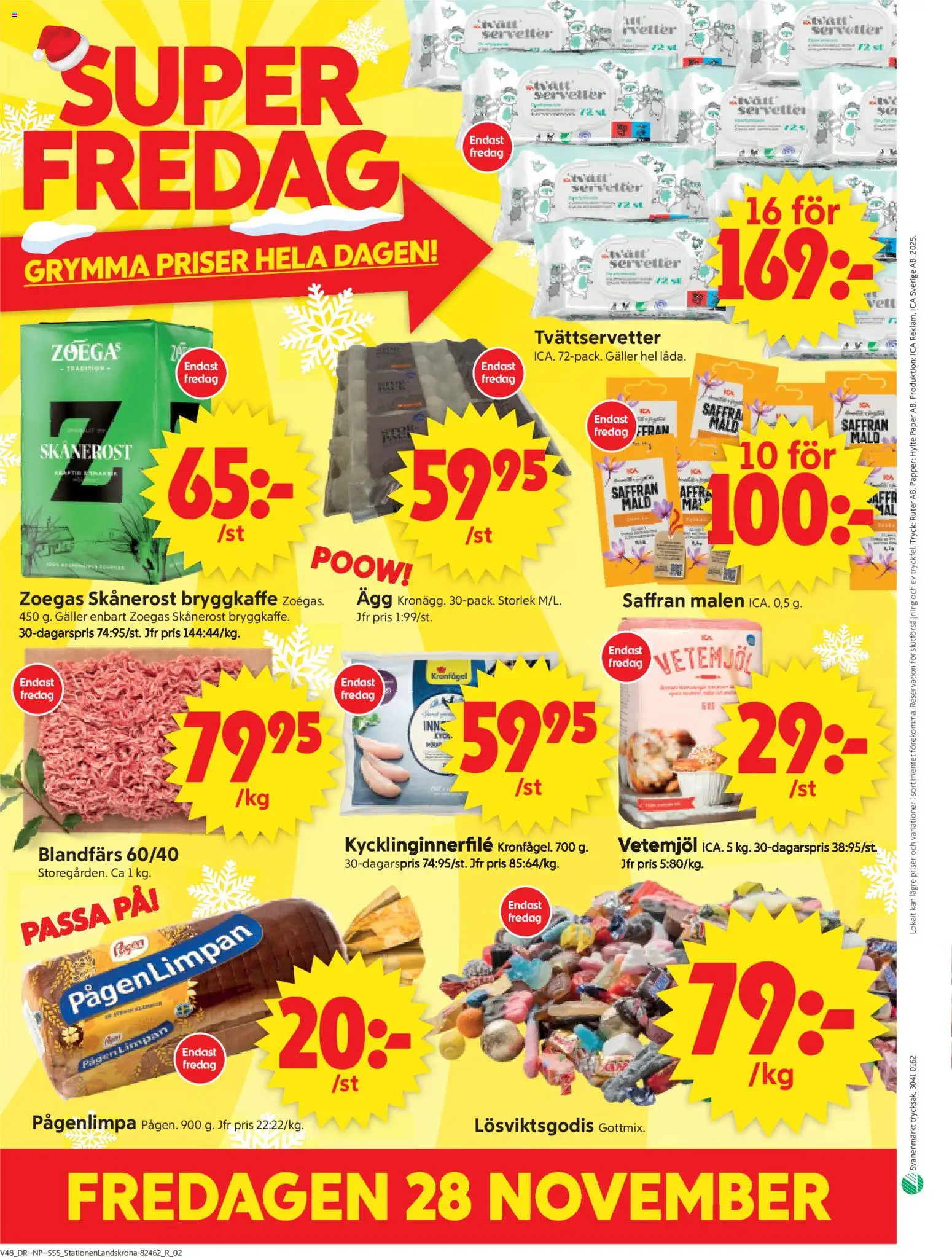ICA Supermarket reklamblad aktuell från 24.11.2025 | Sida: 14 | Produkter: Blandfärs, Saffran, Papper, Servetter