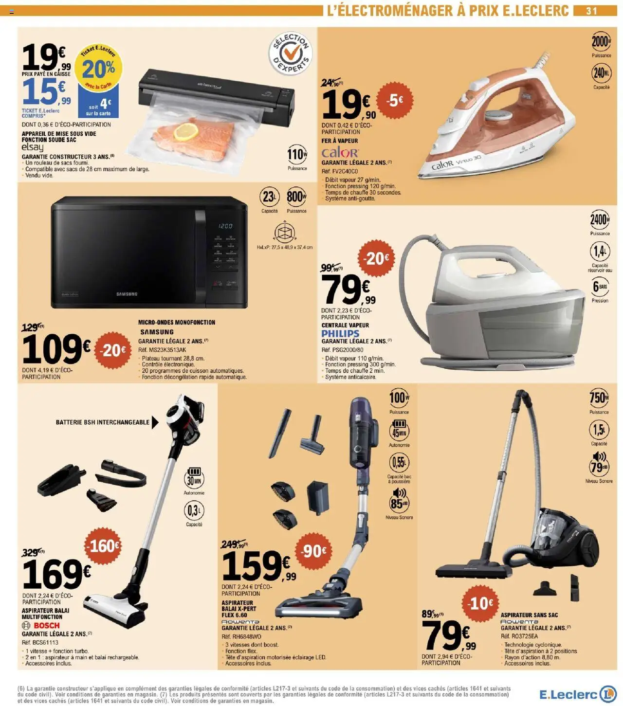  | Page: 31 | Produits: Plateau tournant, Aspirateur, Centrale vapeur, Batterie
