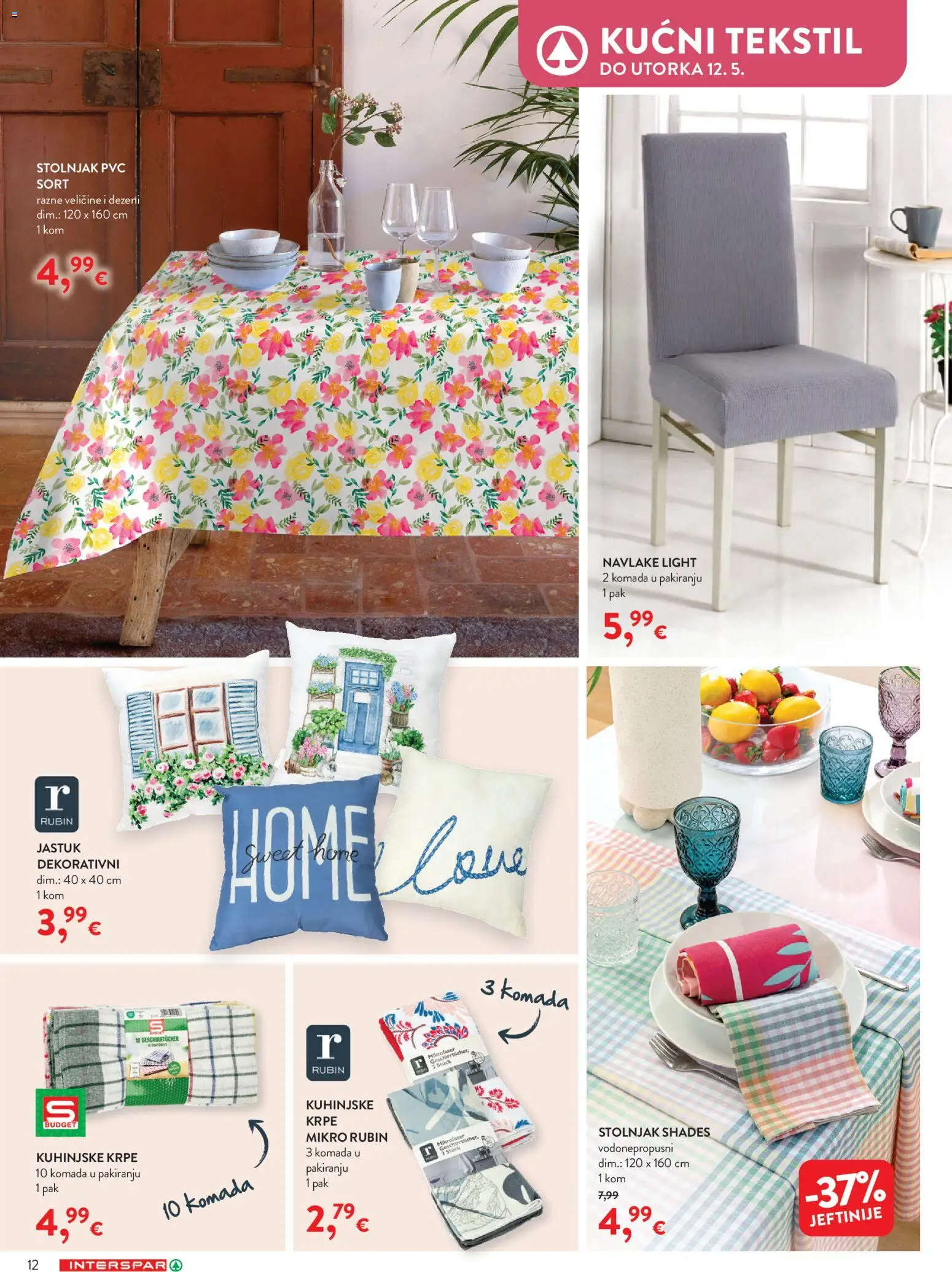 Interspar katalog | vrijedi od 15.04.2026 | Stranica: 12 | Proizvodi: Jastuk, Kuhinjske krpe, Stolnjak